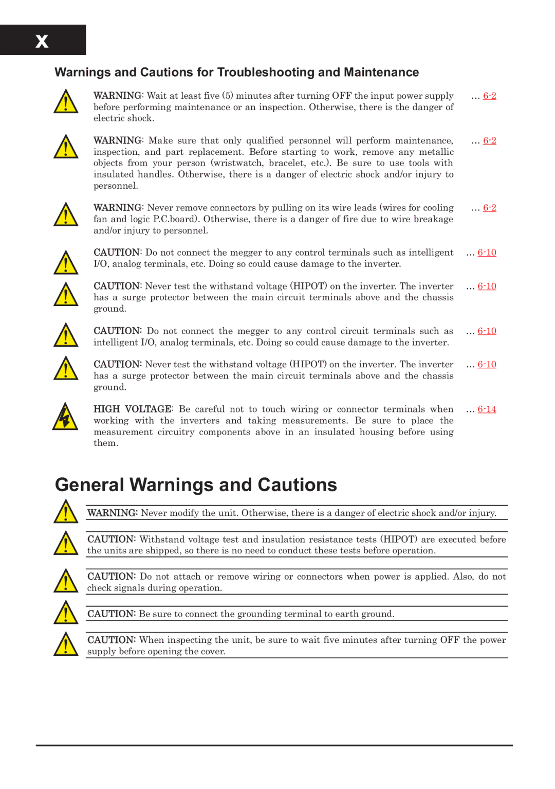 Hitachi CP-X200 instruction manual General Warnings and Cautions 