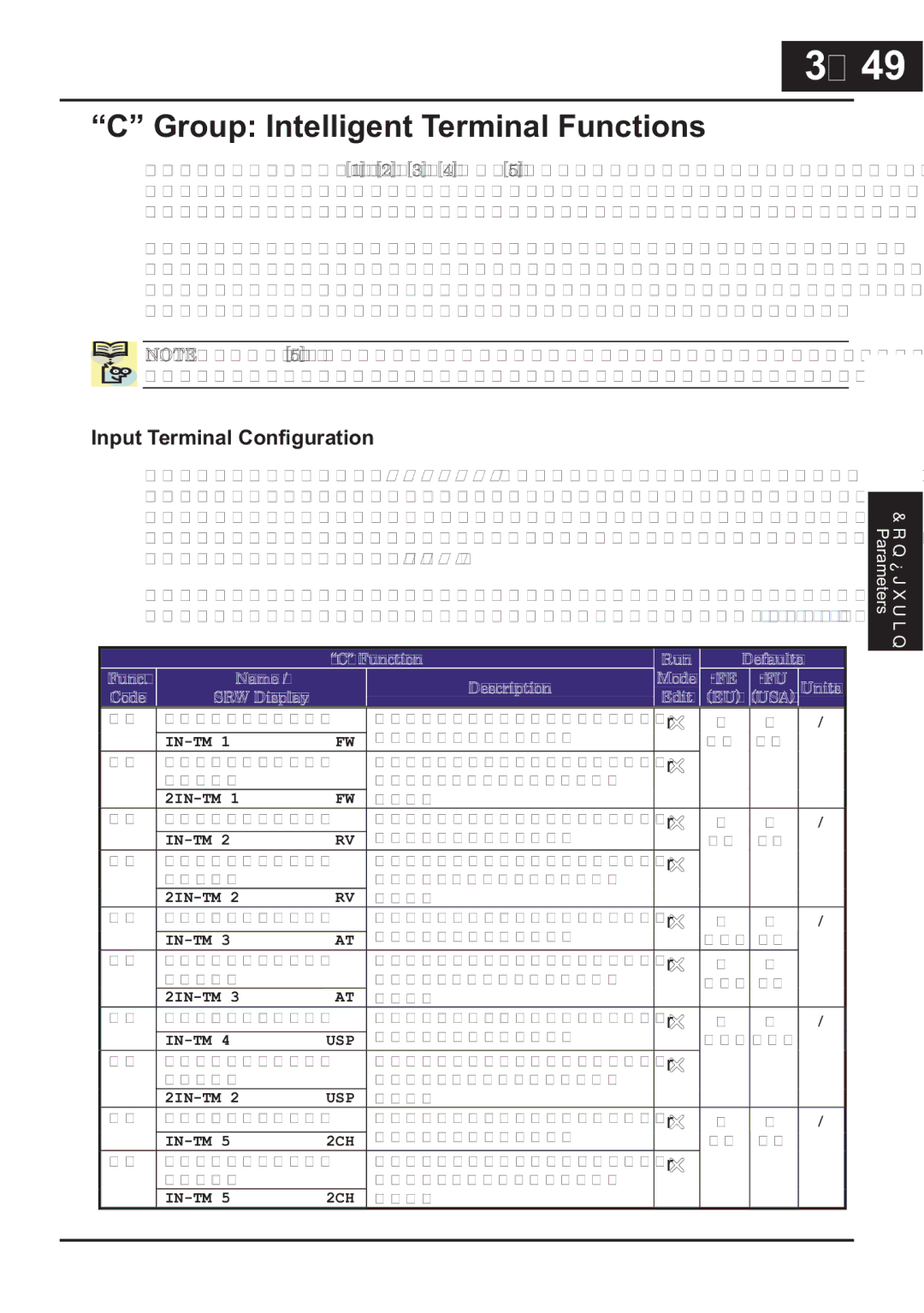 Hitachi CP-X200 instruction manual －49, 49, Group Intelligent Terminal Functions, Input Terminal Configuration 