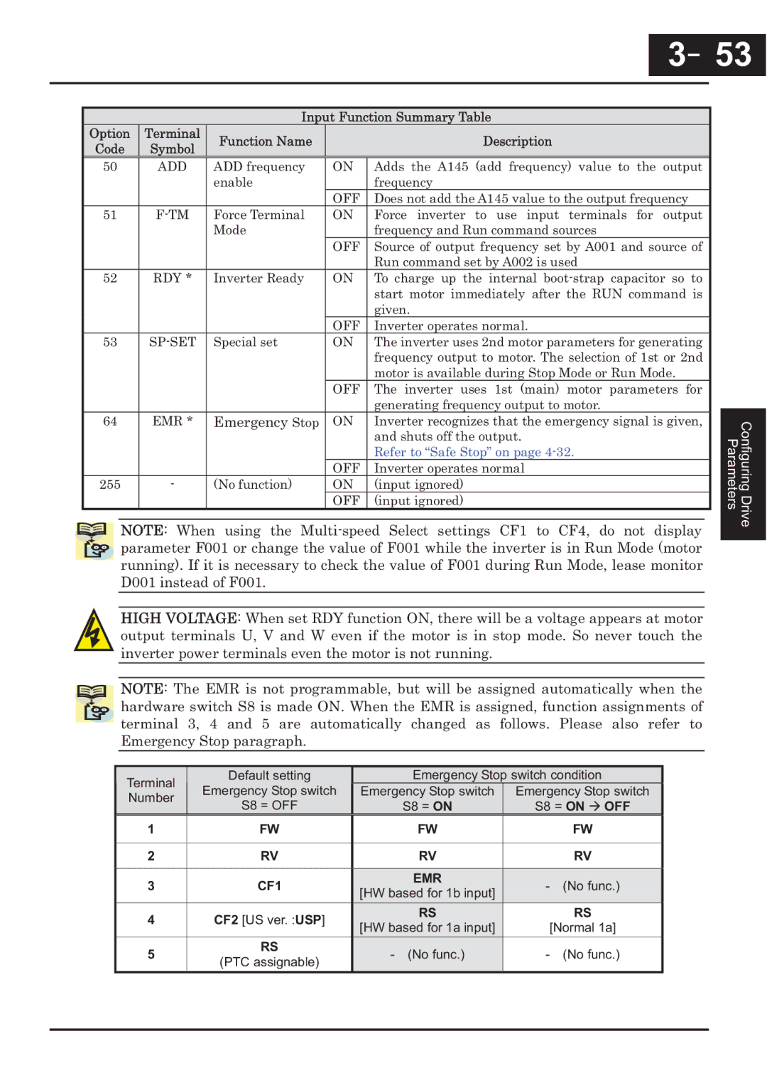 Hitachi CP-X200 instruction manual －53, 53, Emergency Stop 