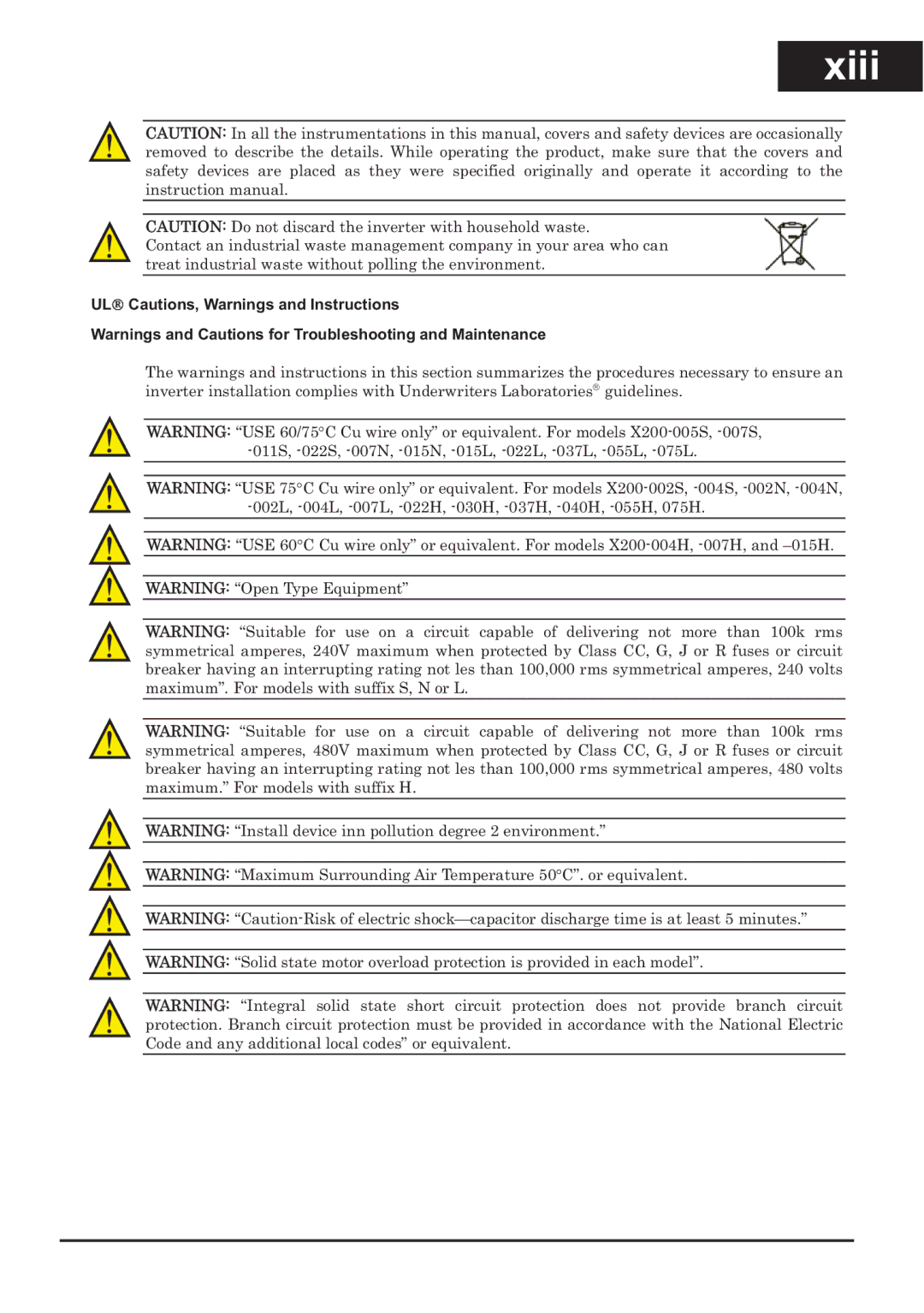 Hitachi CP-X200 instruction manual Xiii 