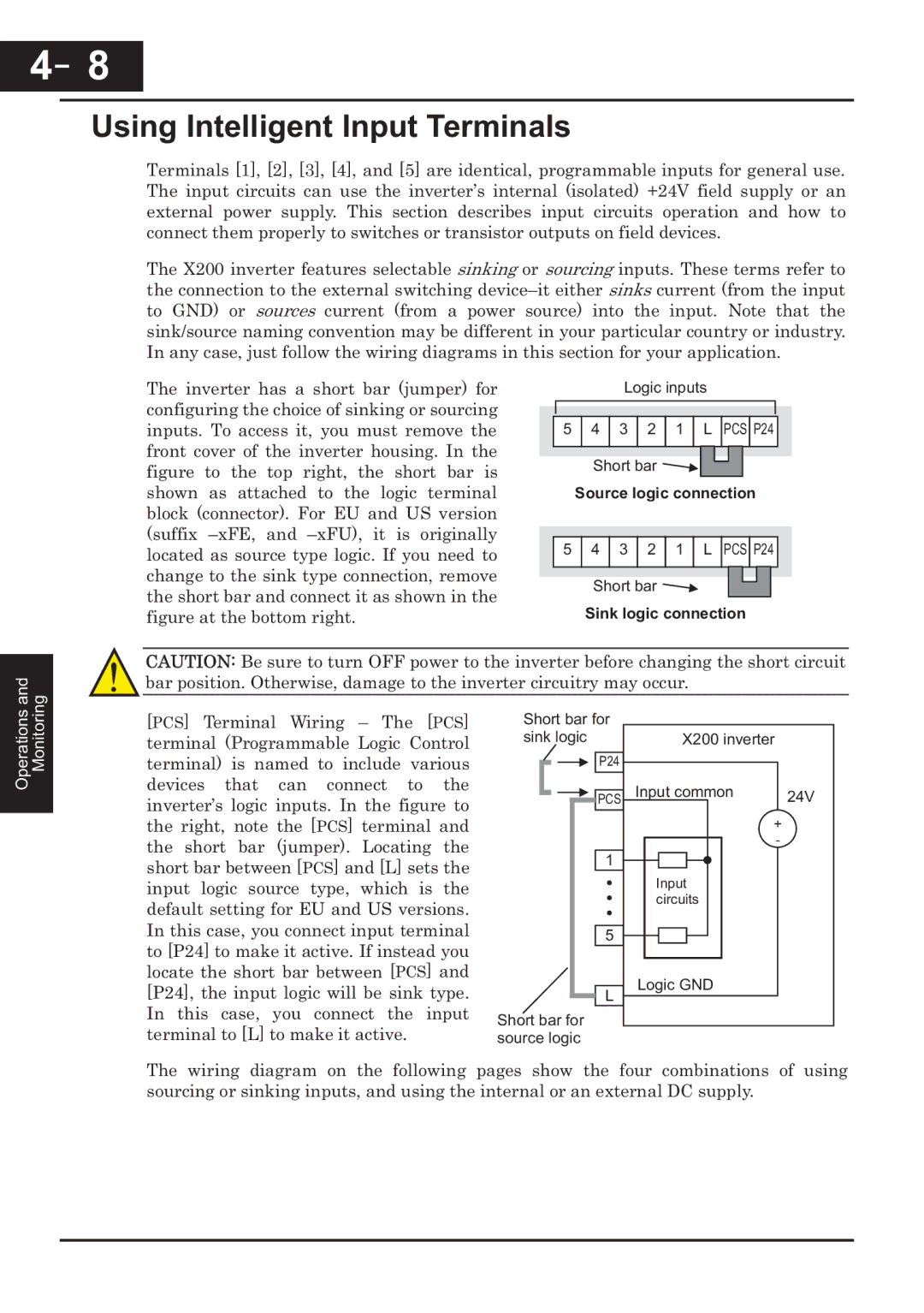 Hitachi CP-X200 instruction manual Using Intelligent Input Terminals, Operations 