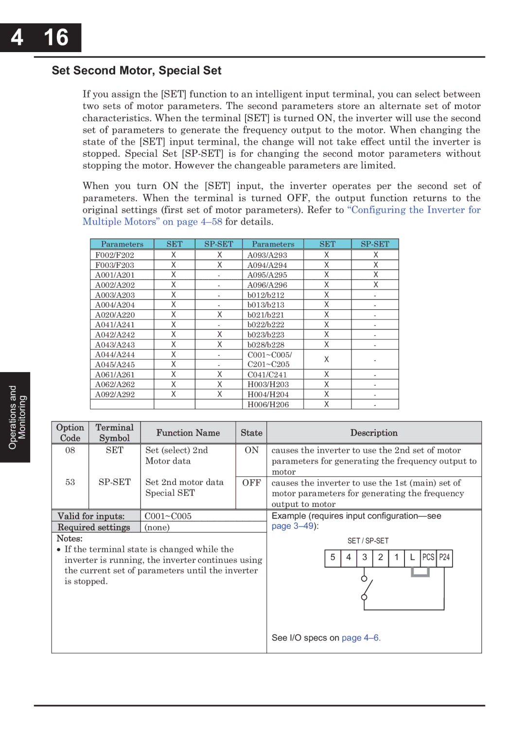 Hitachi CP-X200 instruction manual －16, Set Second Motor, Special Set 