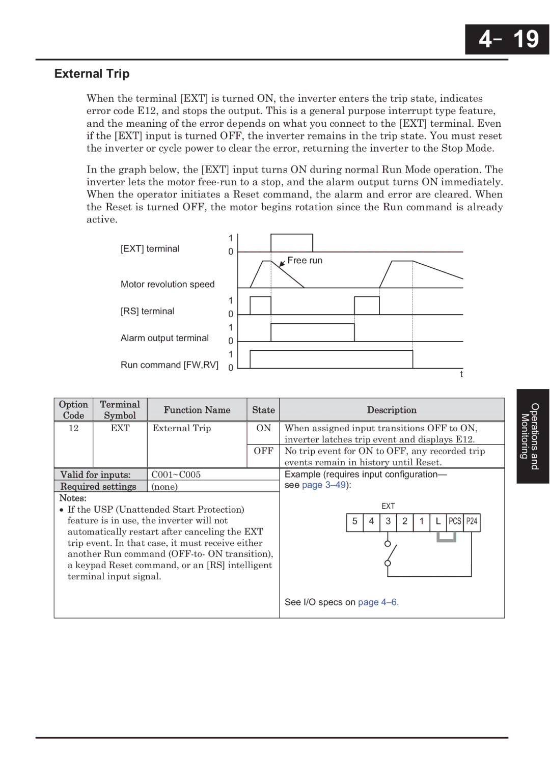 Hitachi CP-X200 instruction manual －19, External Trip 