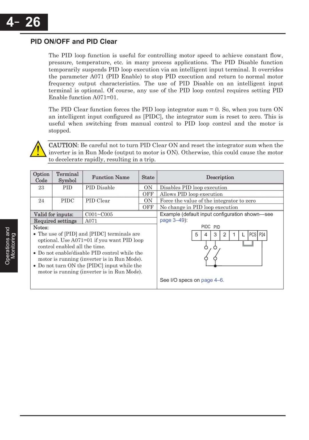 Hitachi CP-X200 instruction manual －26, PID ON/OFF and PID Clear 