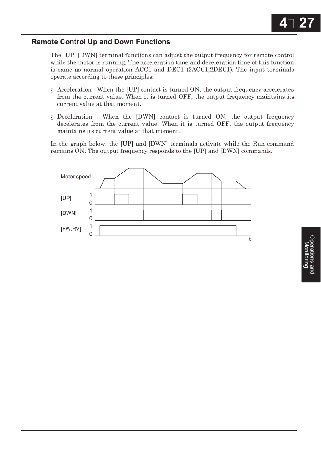 Hitachi CP-X200 instruction manual －27, Remote Control Up and Down Functions 