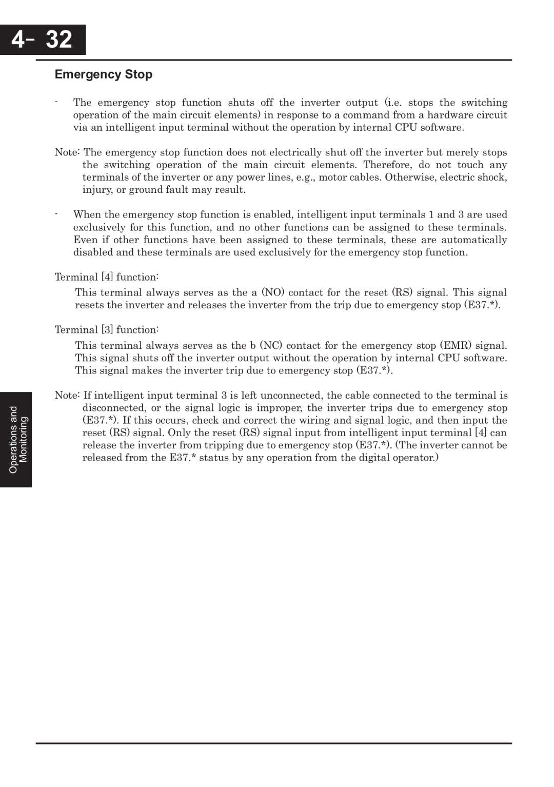 Hitachi CP-X200 instruction manual Emergency Stop, Terminal 4 function 