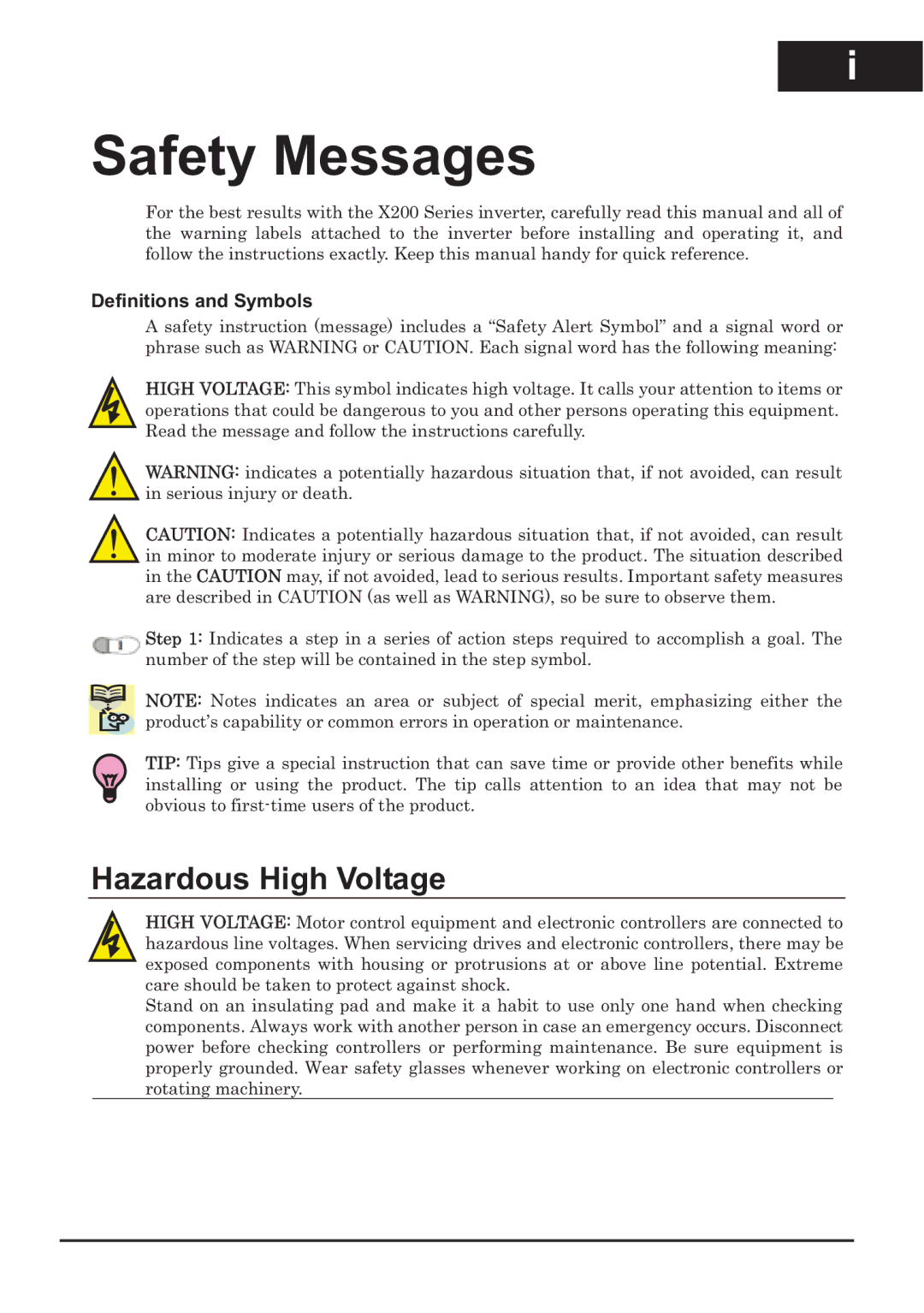 Hitachi CP-X200 instruction manual Safety Messages, Hazardous High Voltage 