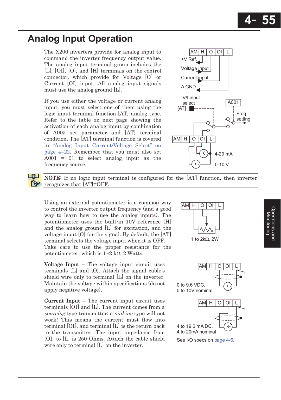 Hitachi CP-X200 instruction manual －55, Analog Input Operation 