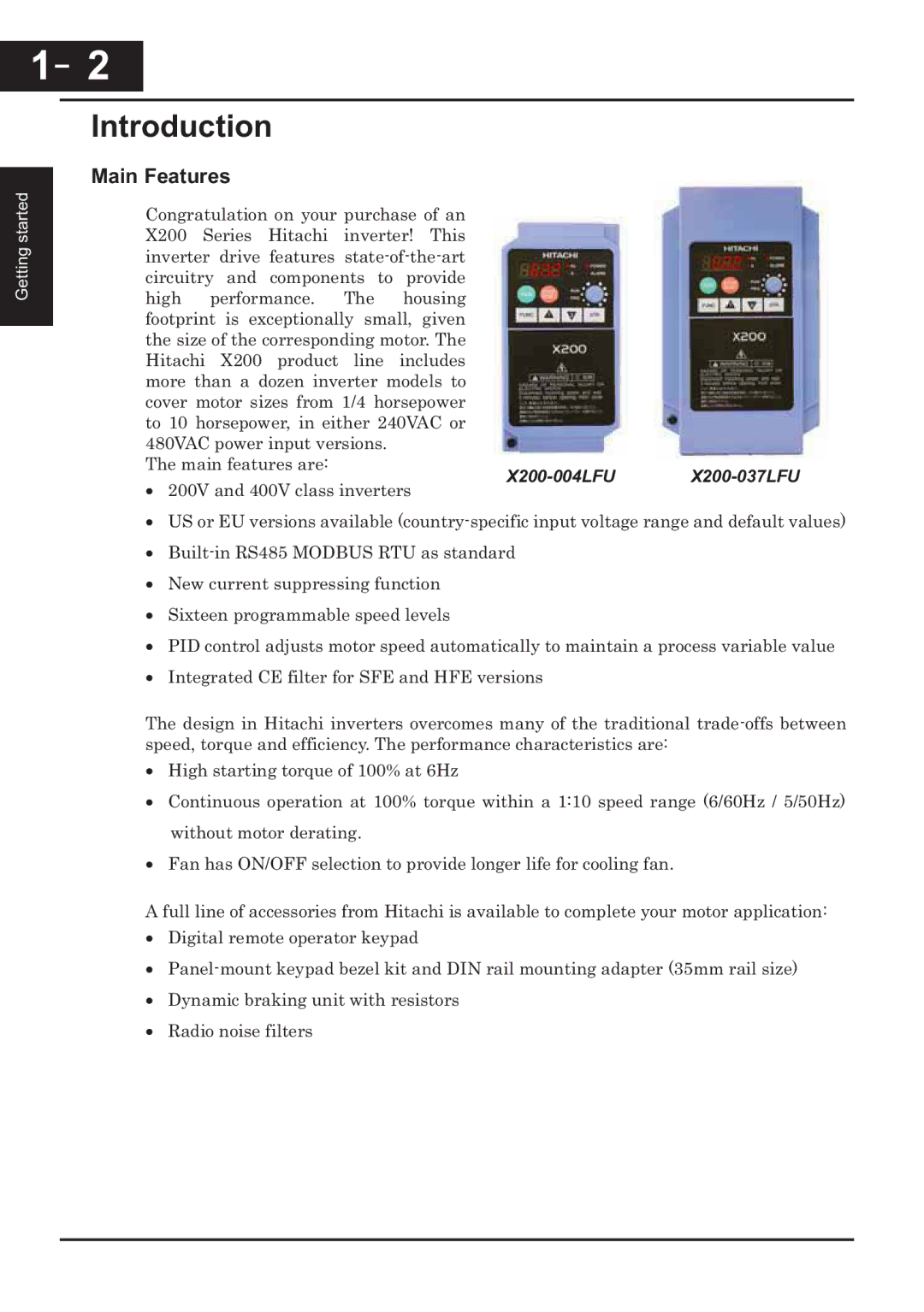 Hitachi CP-X200 instruction manual Introduction, Main Features 