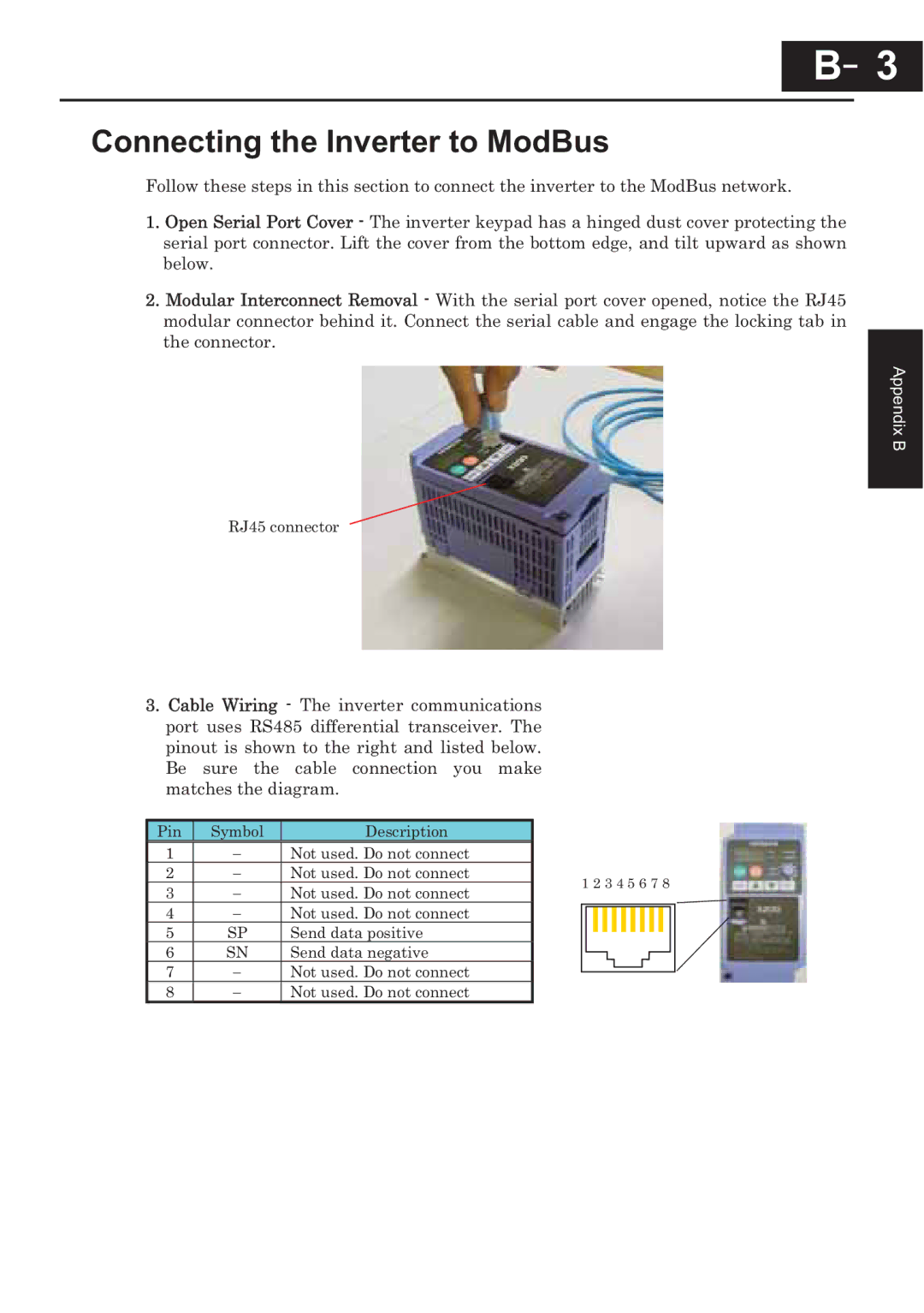 Hitachi CP-X200 instruction manual Connecting the Inverter to ModBus 