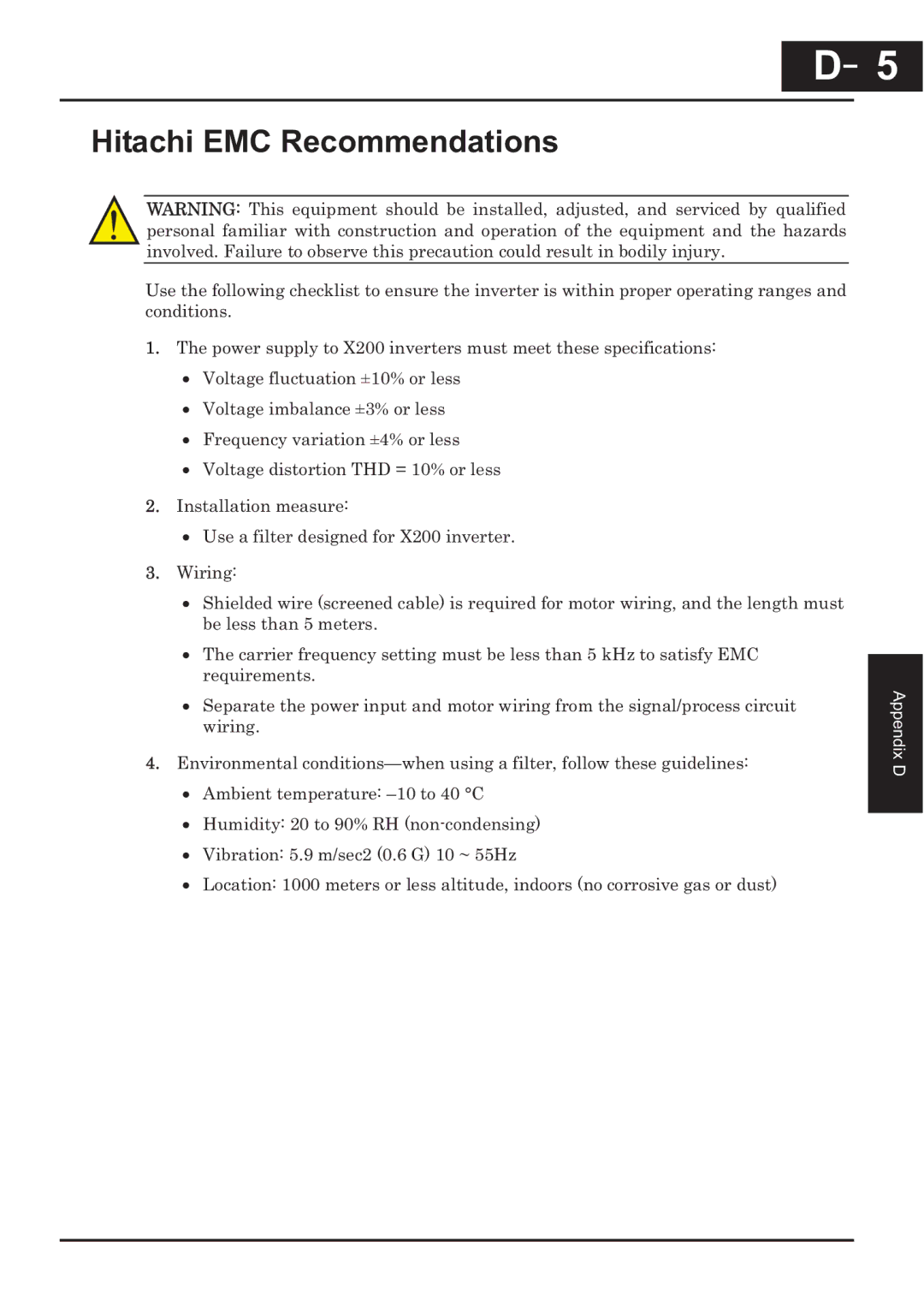 Hitachi CP-X200 instruction manual Hitachi EMC Recommendations 