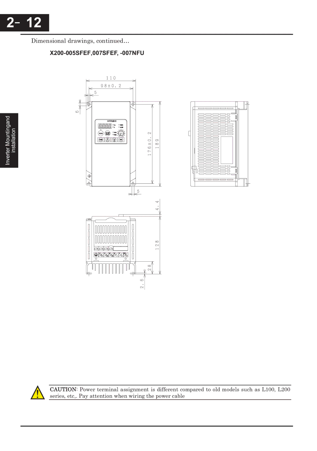 Hitachi CP-X200 instruction manual －12, Dimensional drawings, … 