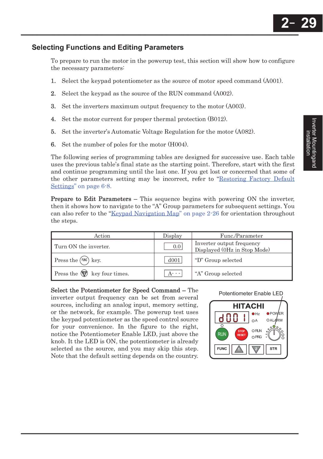 Hitachi CP-X200 instruction manual －29, 29, Selecting Functions and Editing Parameters 