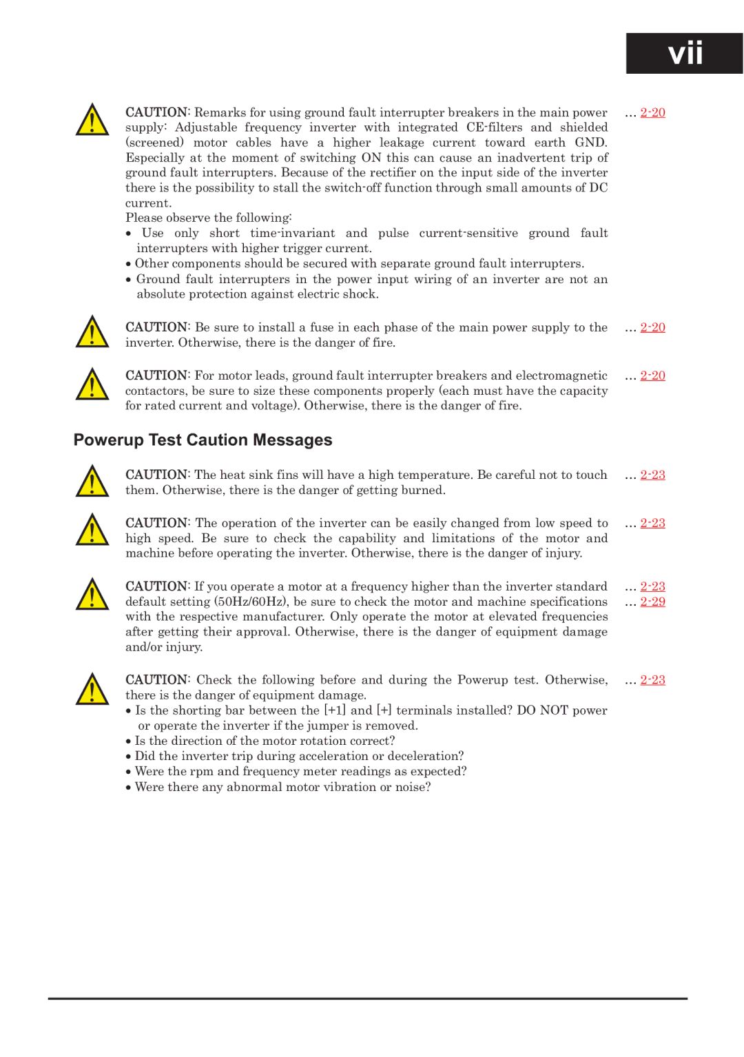 Hitachi CP-X200 instruction manual Vii, Powerup Test Caution Messages 