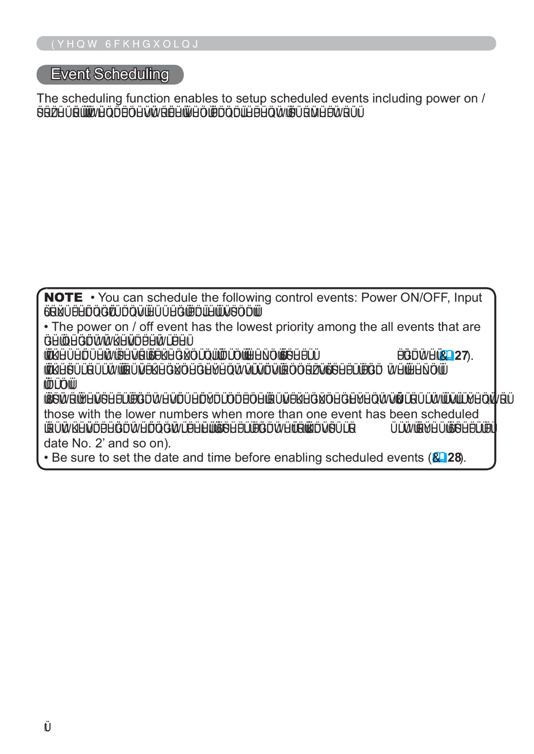 Hitachi CP-X205, CP-X305 user manual Event Scheduling 