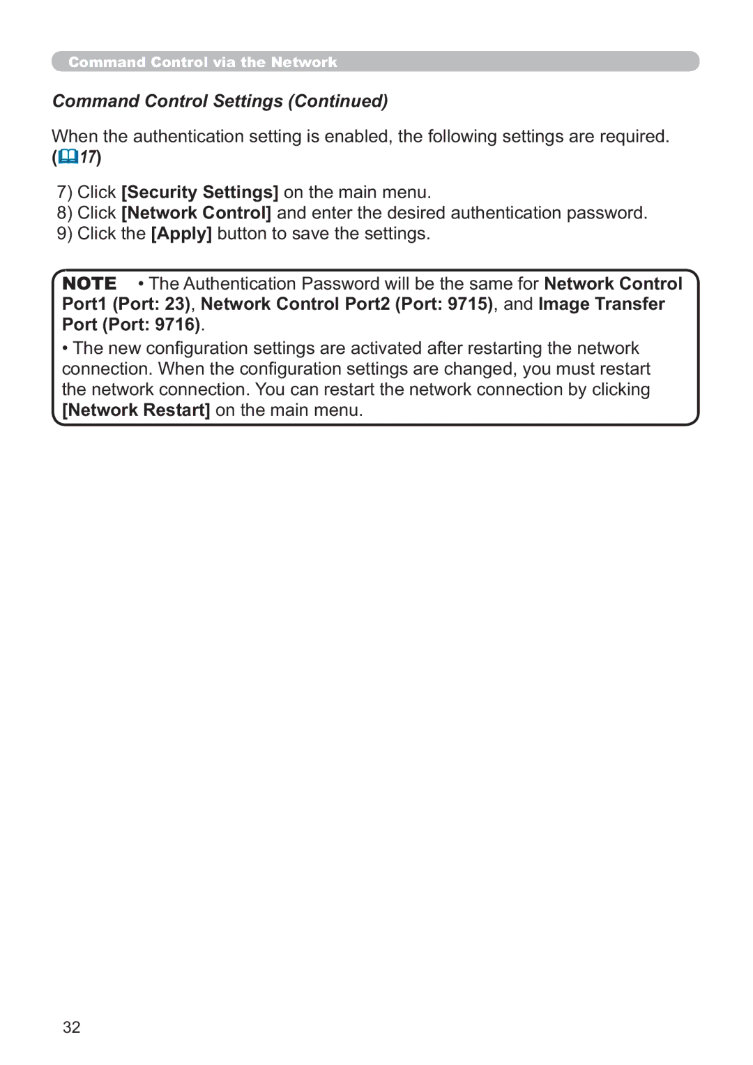 Hitachi CP-X205, CP-X305 user manual Command Control Settings 