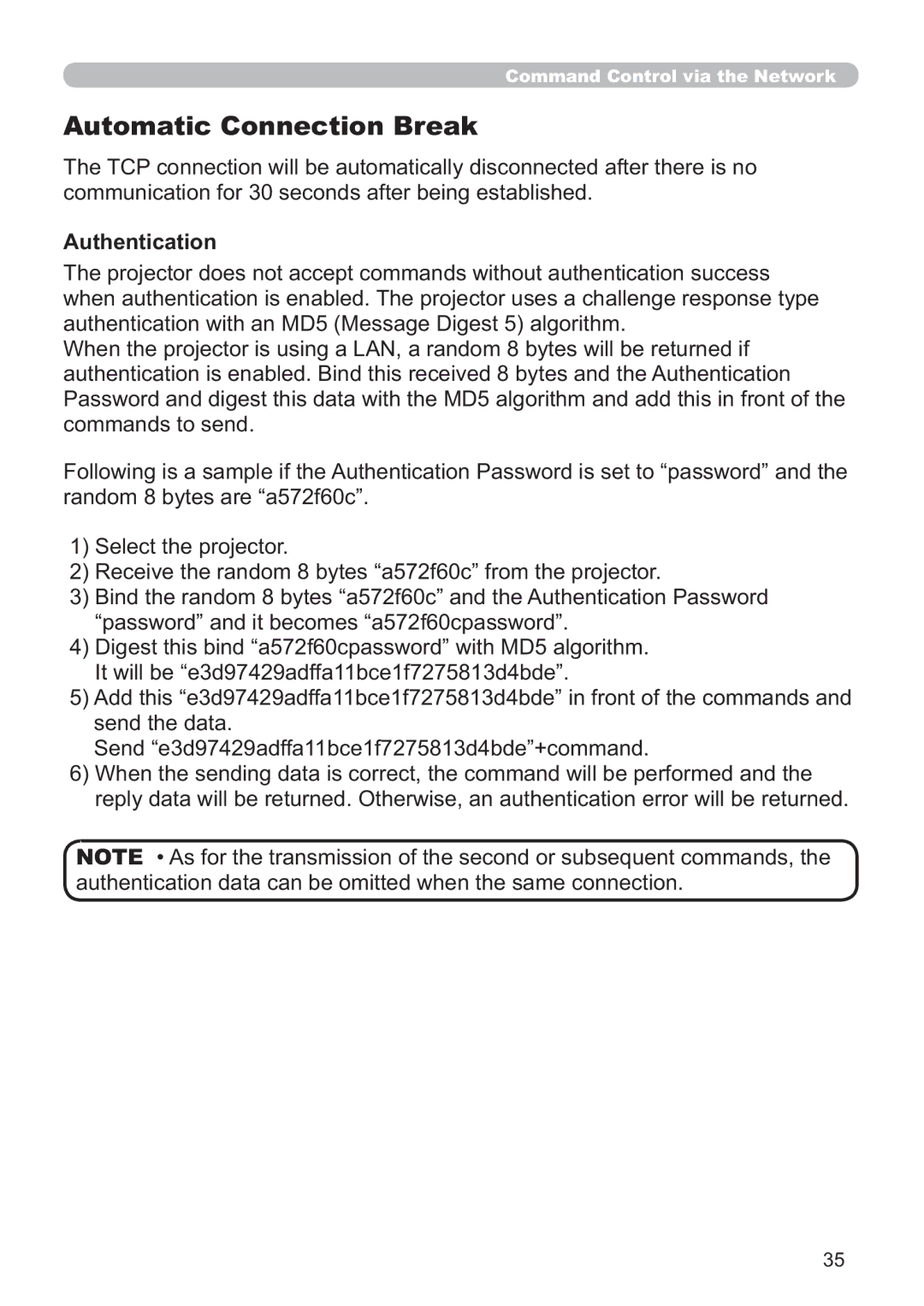 Hitachi CP-X305, CP-X205 $Xwr Dwlf&Rqqhfwlrq%Uhdn, FrppxqlfdwlrqIruVhfrqgvDiwhuEhlqjHvwdeolvkhg, Authentication 