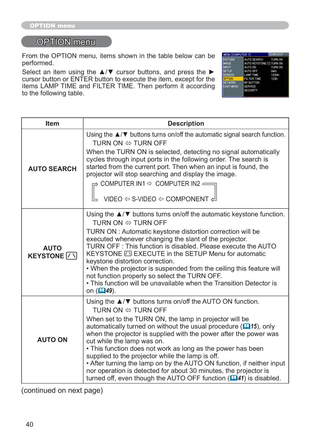 Hitachi CP-X305, CP-X205 user manual 237,21PHQX, Auto on 