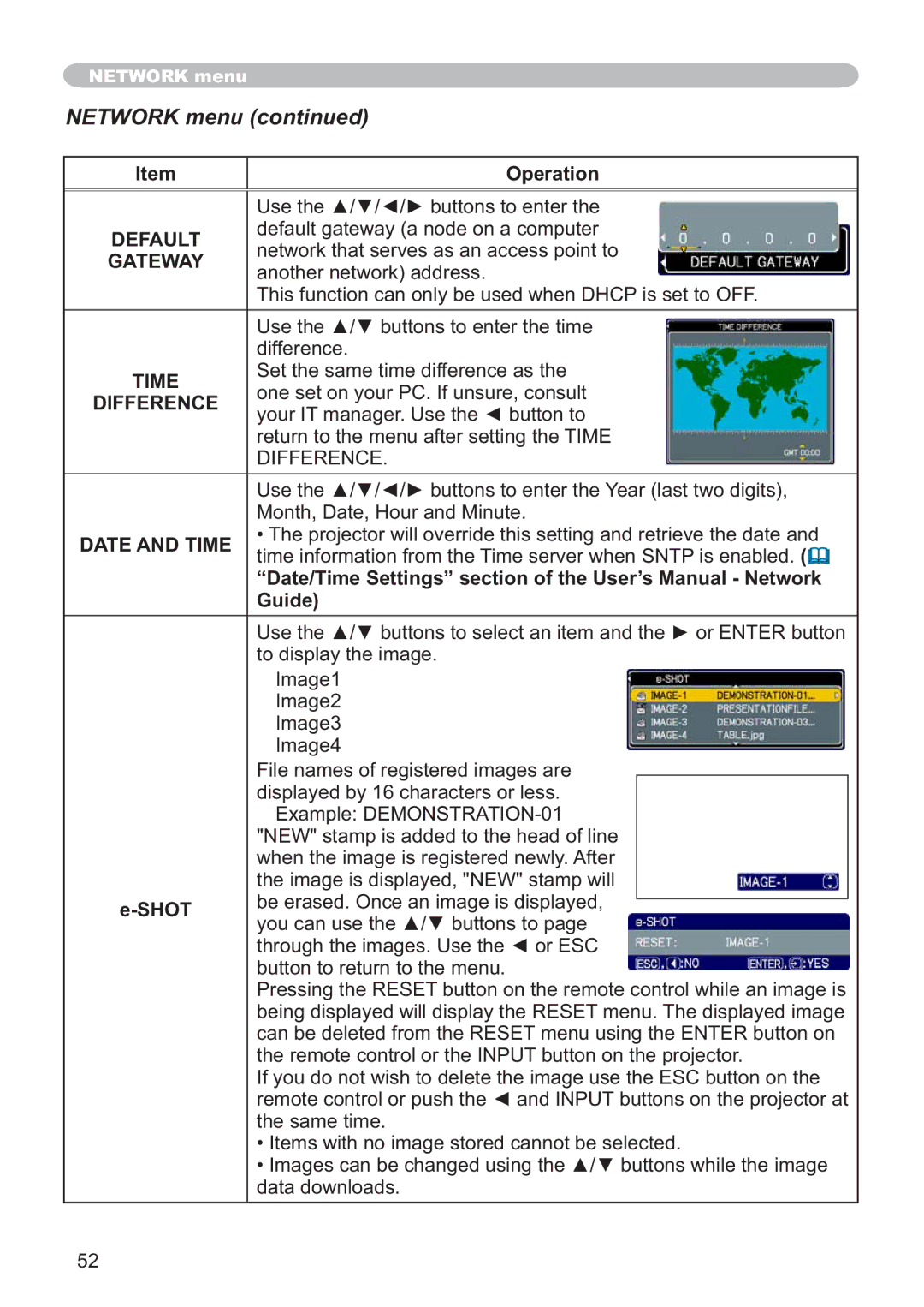 Hitachi CP-X305, CP-X205 user manual Network menu 