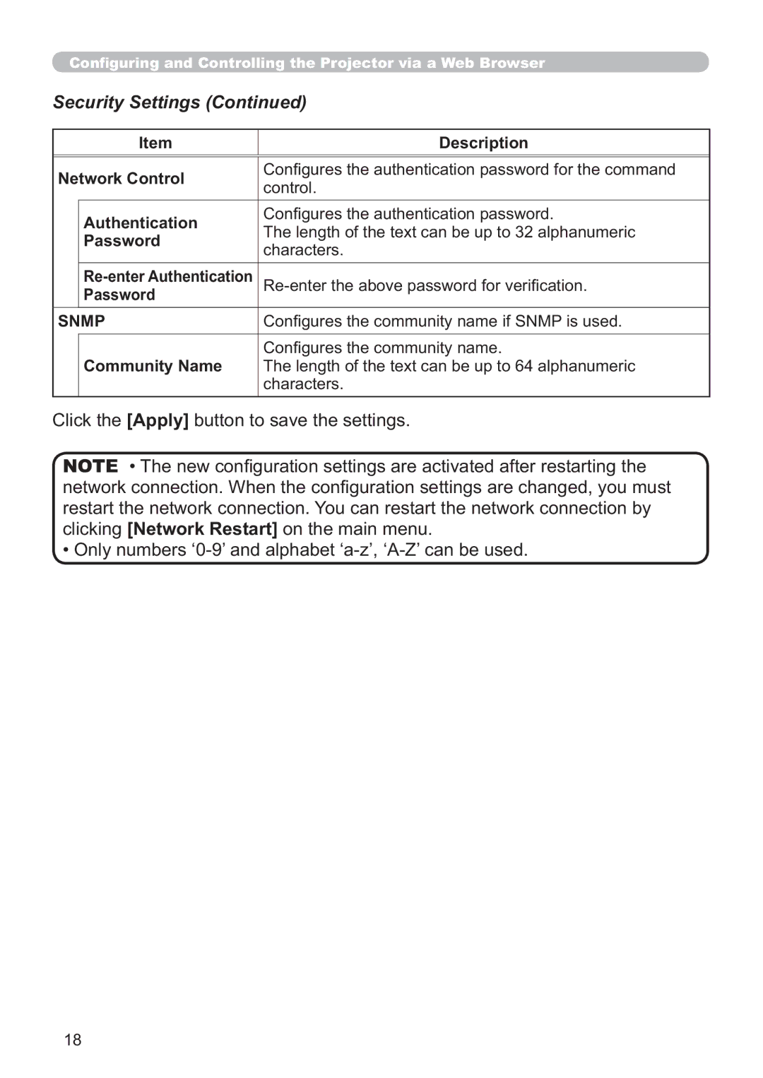 Hitachi CP-X205, CP-X305 user manual Security Settings, Rq¿JxuhvWkhDxwkhqwlfdwlrqSdvvzrug, Rq¿JxuhvWkhFrppxqlw\Qdph 