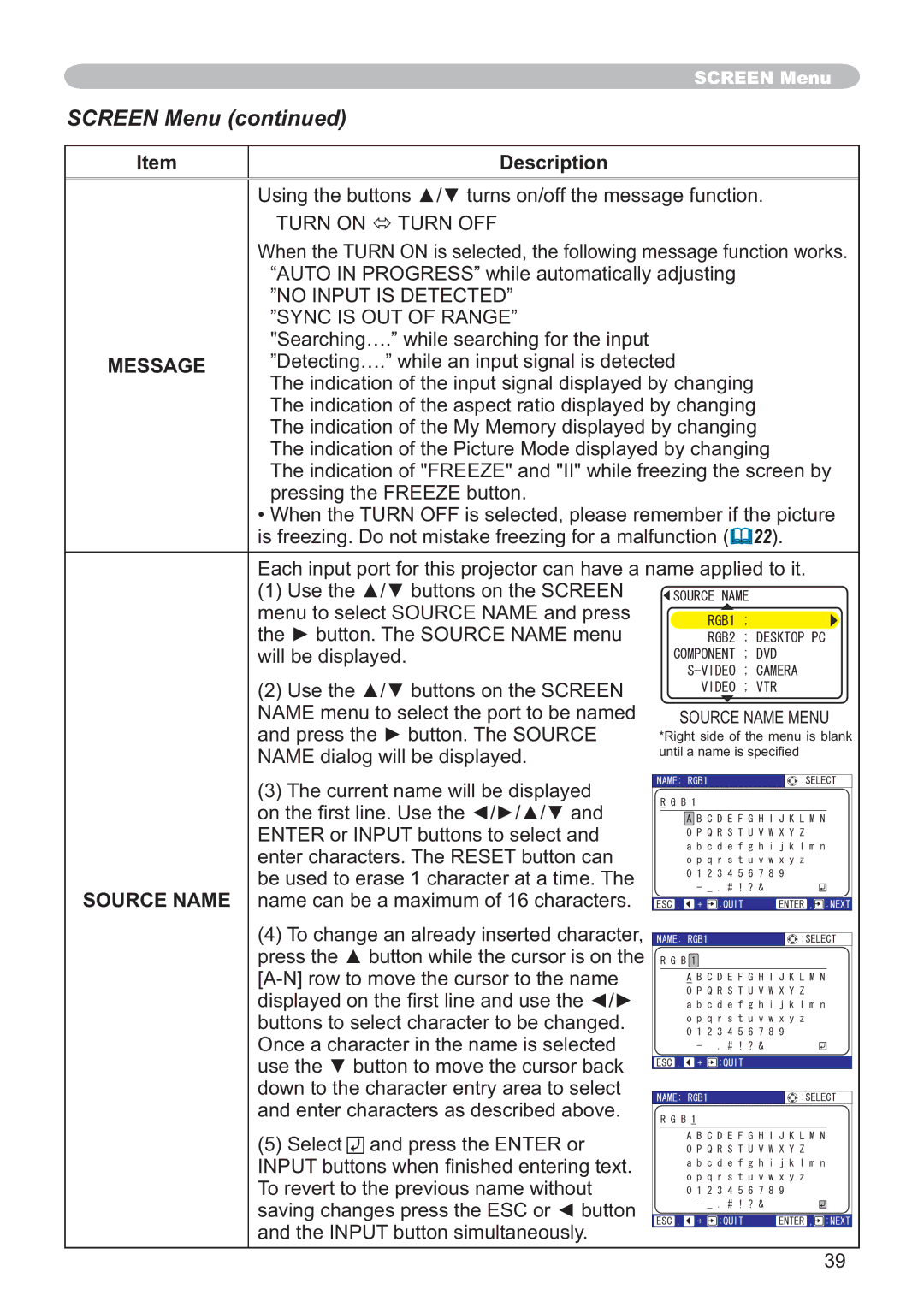 Hitachi CP-X251 user manual No Input is Detected, Sync is OUT of Range, Message 