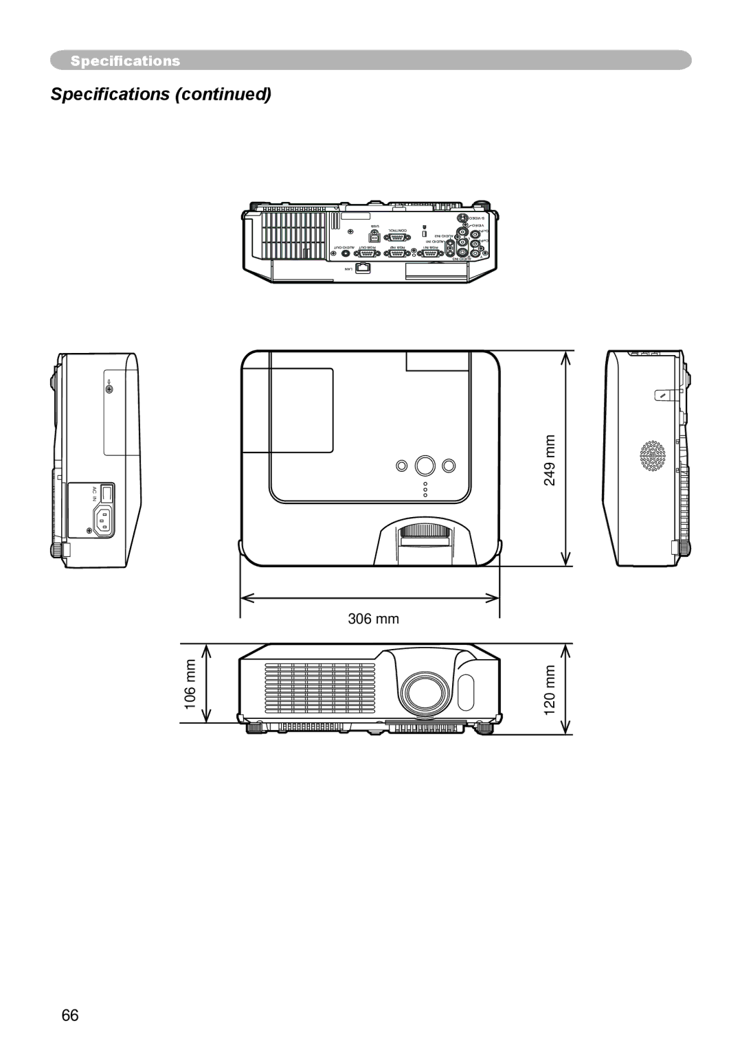 Hitachi CP-X265 user manual Specifications 