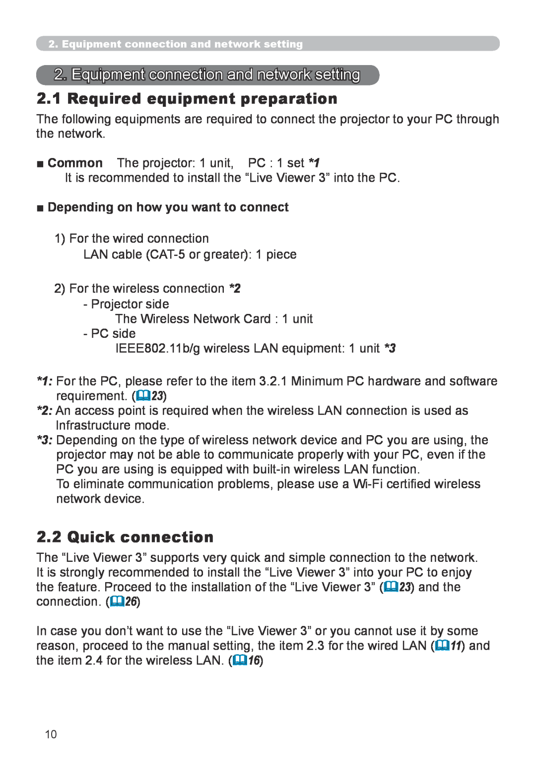 Hitachi CP-X267 user manual Equipment connection and network setting, Required equipment preparation, Quick connection 