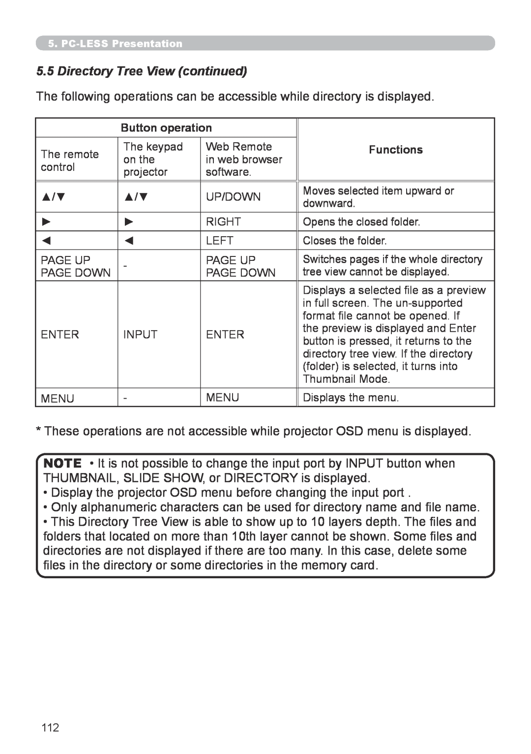 Hitachi CP-X267 user manual 5.5Directory Tree View continued 