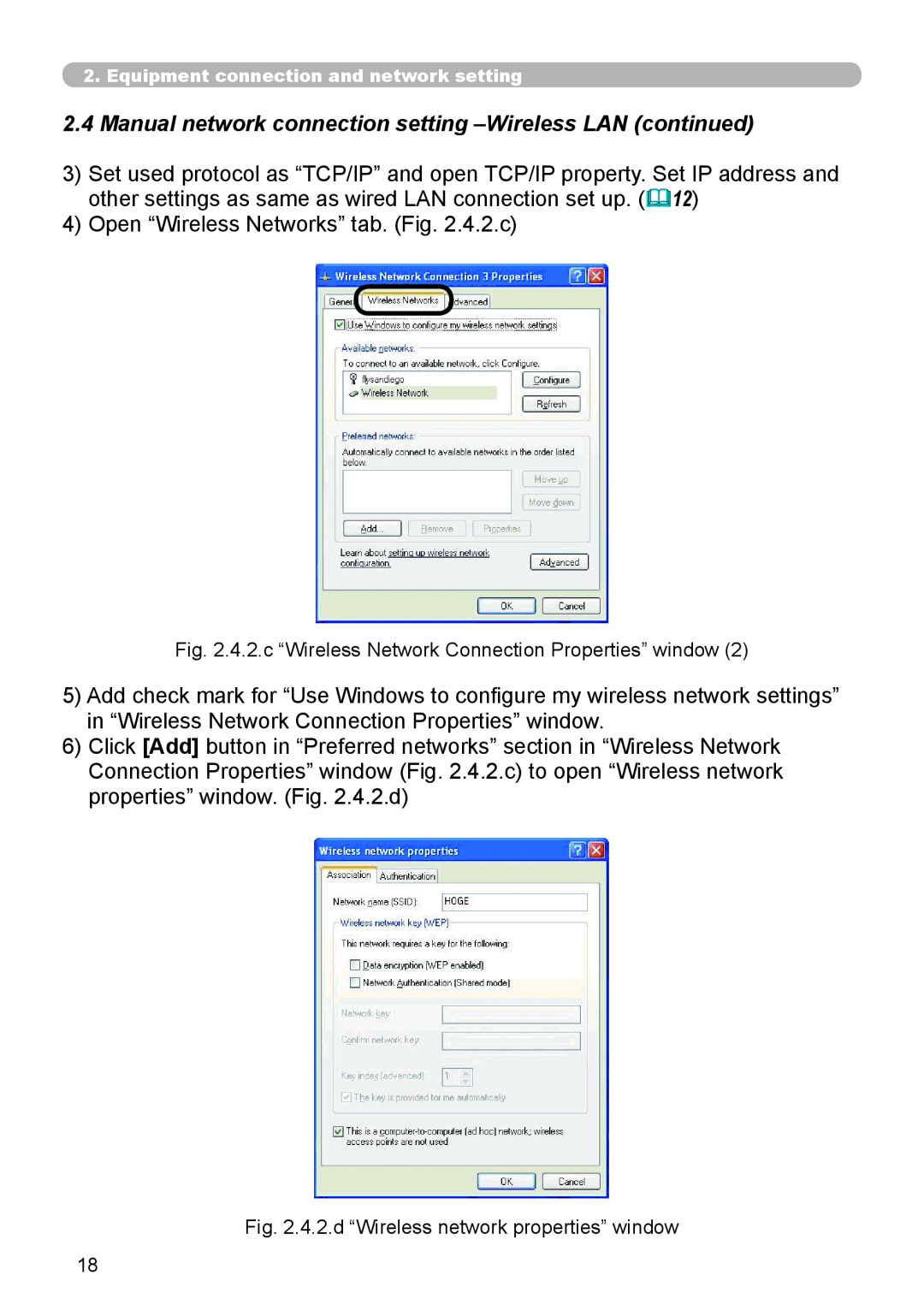 Hitachi CP-X267 user manual 4Open “Wireless Networks” tab. .4.2.c 
