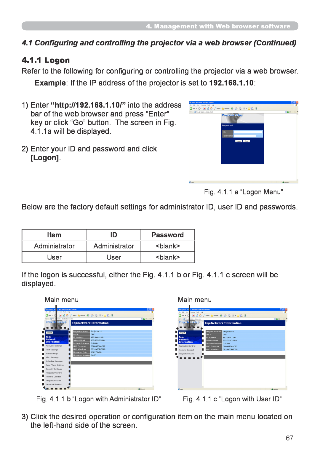 Hitachi CP-X267 user manual Logon 