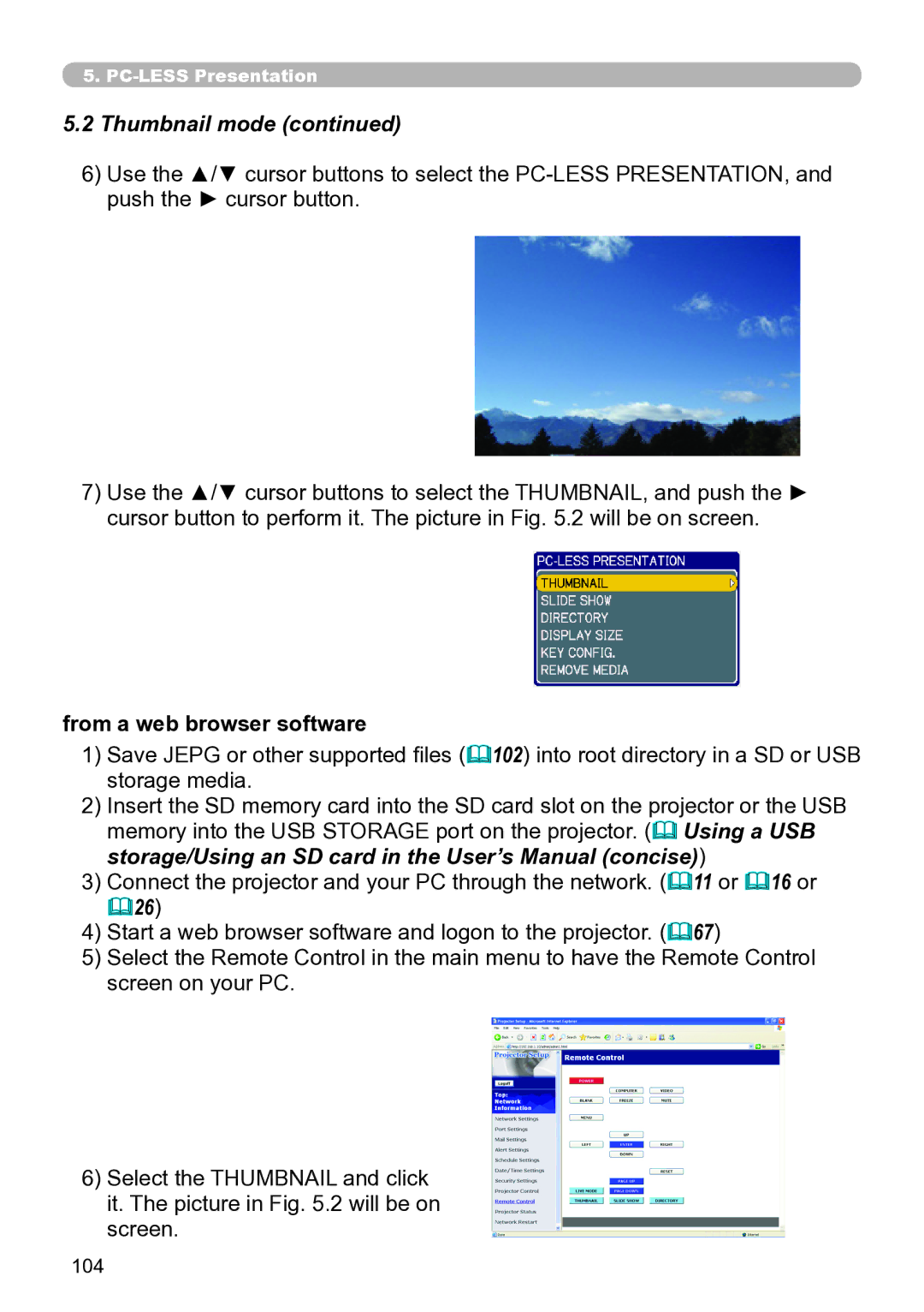 Hitachi CP-X267 user manual Thumbnail mode, From a web browser software 