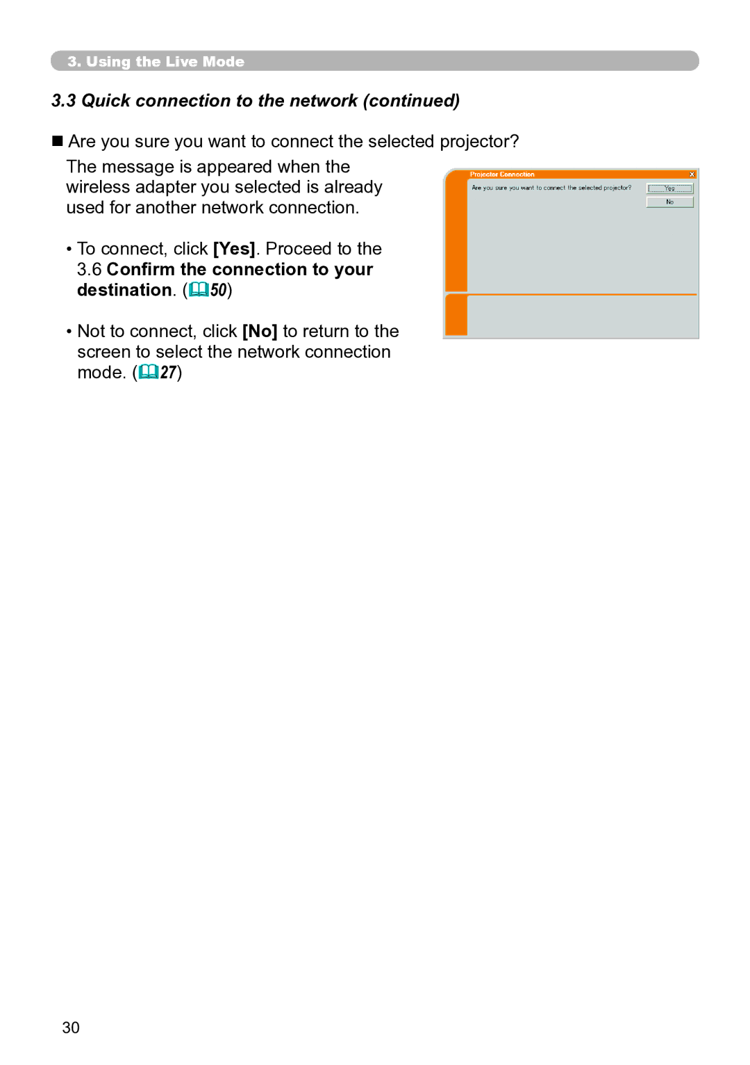 Hitachi CP-X267 user manual Confirm the connection to your destination. &50 