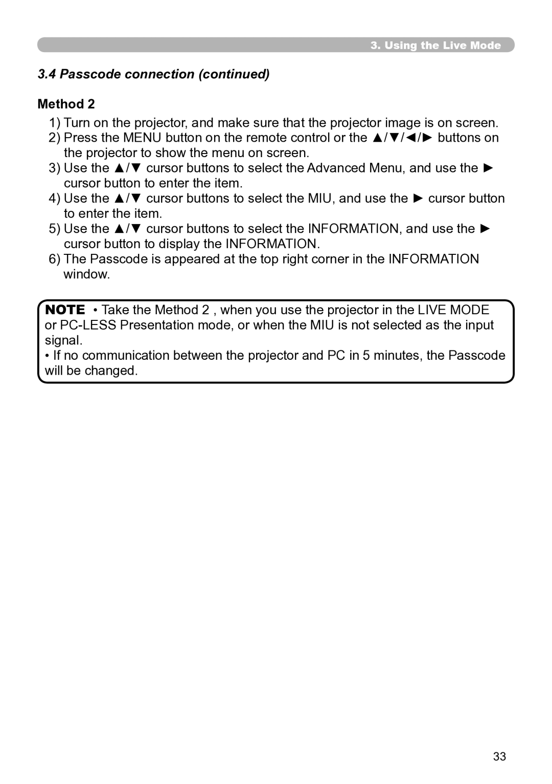 Hitachi CP-X267 user manual Passcode connection 