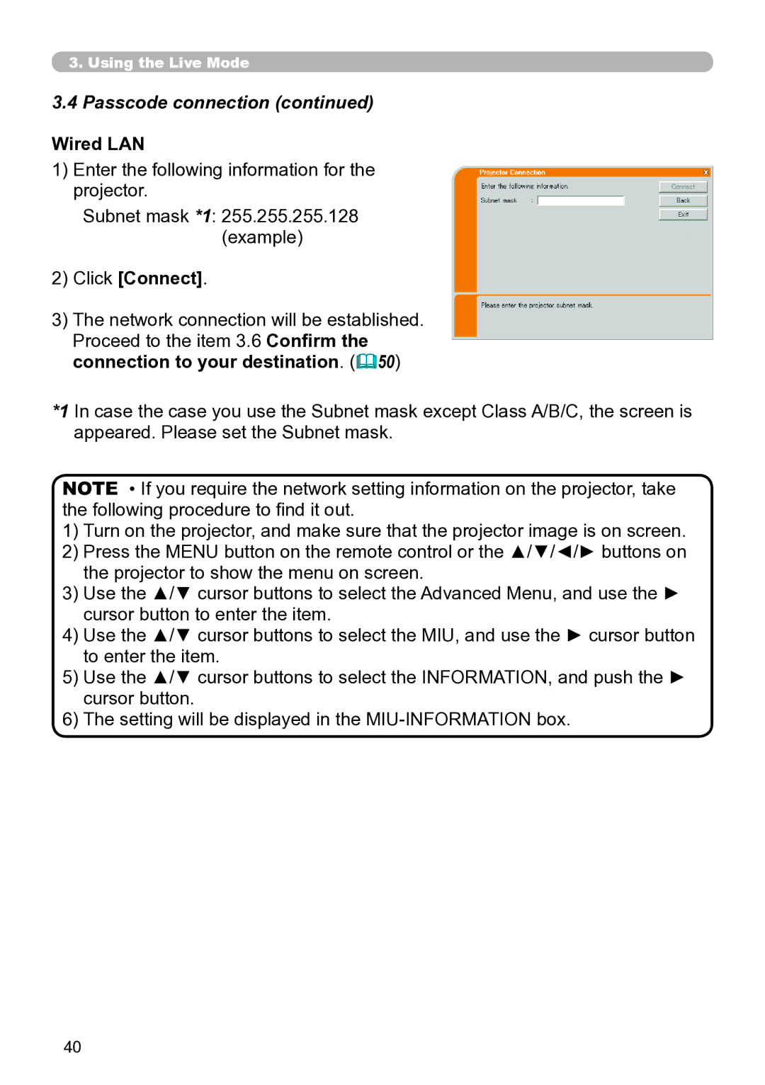 Hitachi CP-X267 user manual Wired LAN 