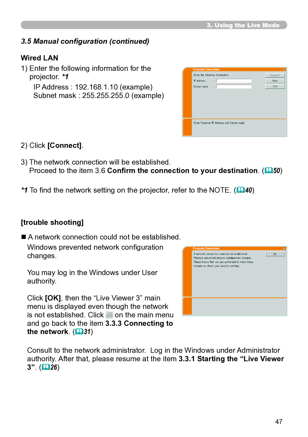 Hitachi CP-X267 user manual Wired LAN 