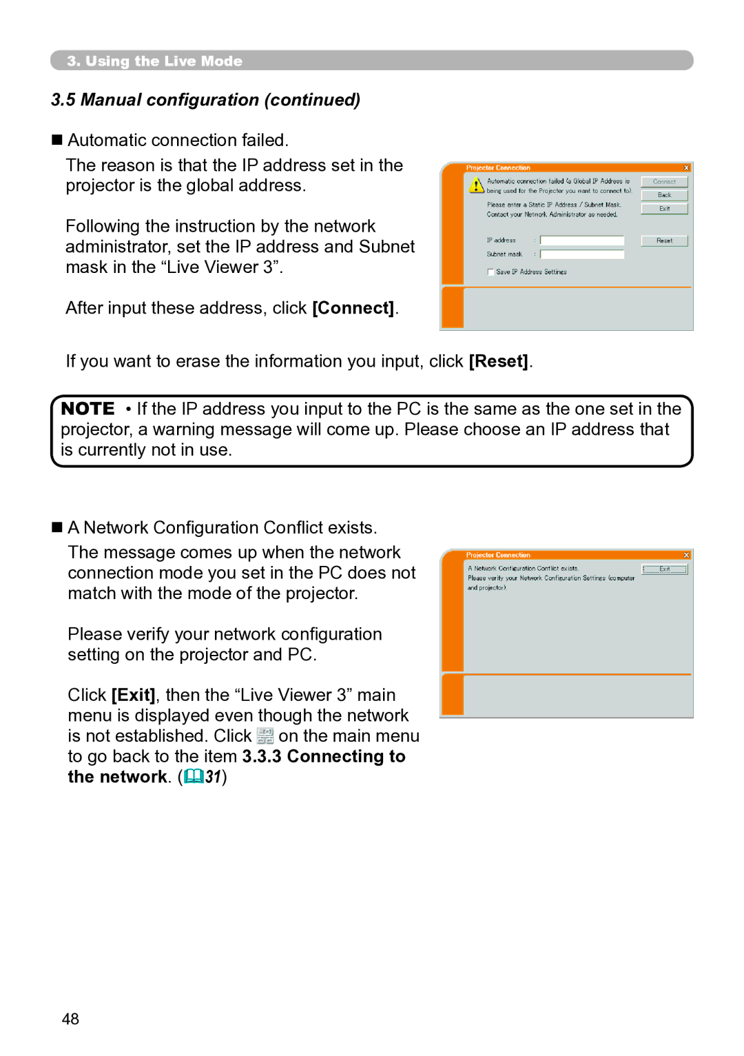 Hitachi CP-X267 user manual Manual configuration 