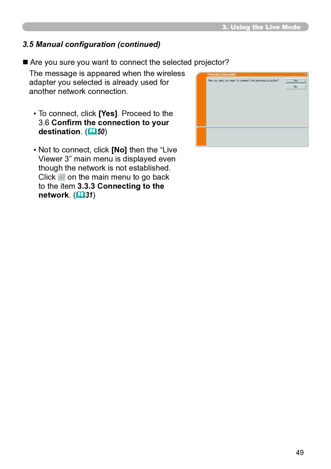 Hitachi CP-X267 user manual Confirm the connection to your destination. 50 