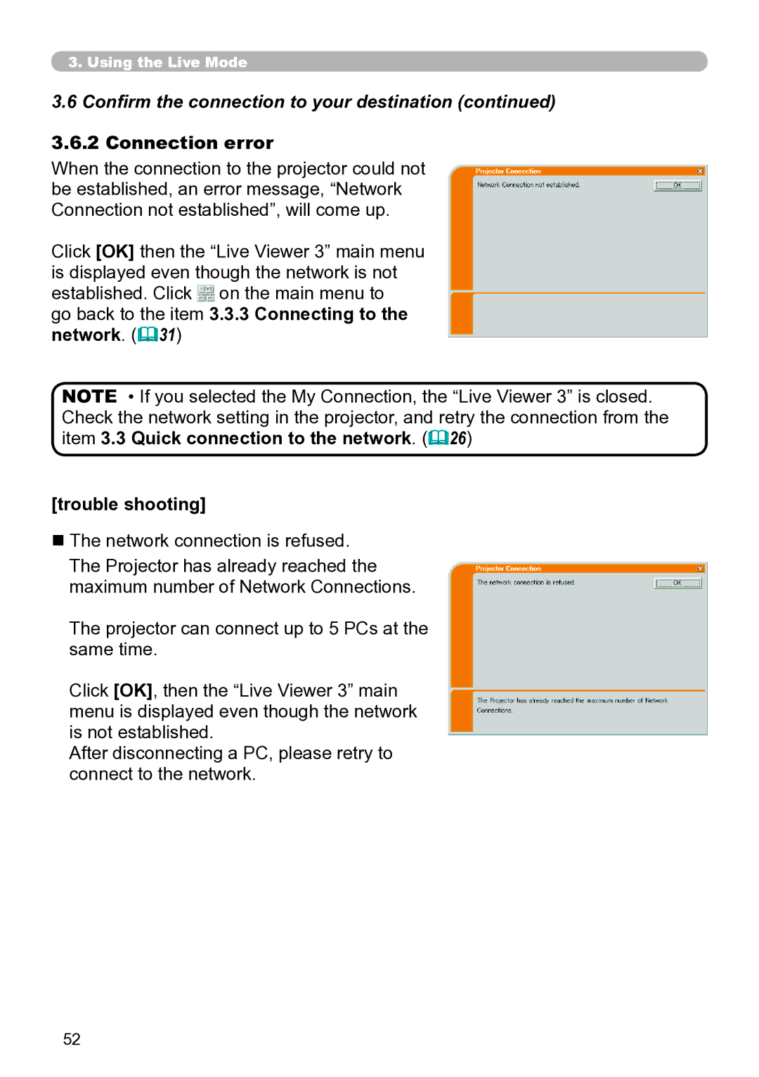 Hitachi CP-X267 user manual Connection error 