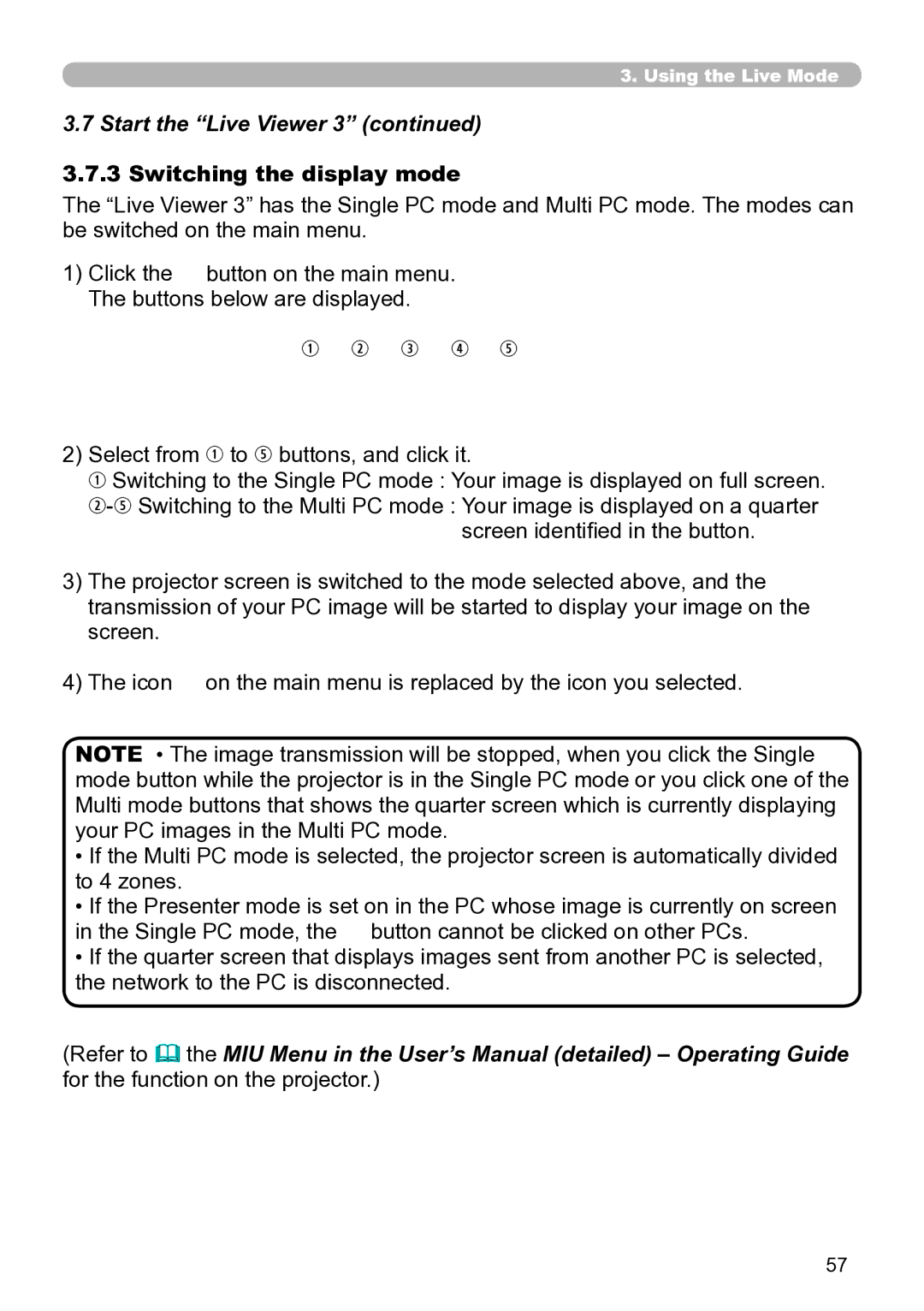 Hitachi CP-X267 user manual Switching the display mode 