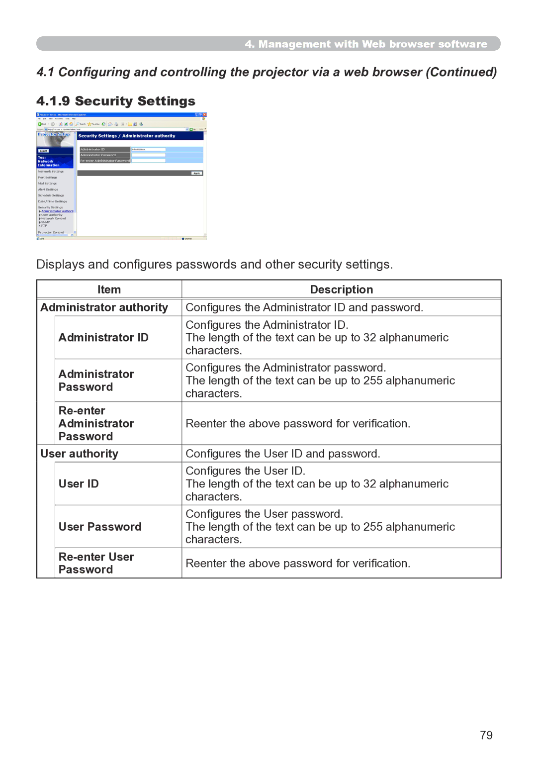 Hitachi CP-X267 user manual Security Settings 