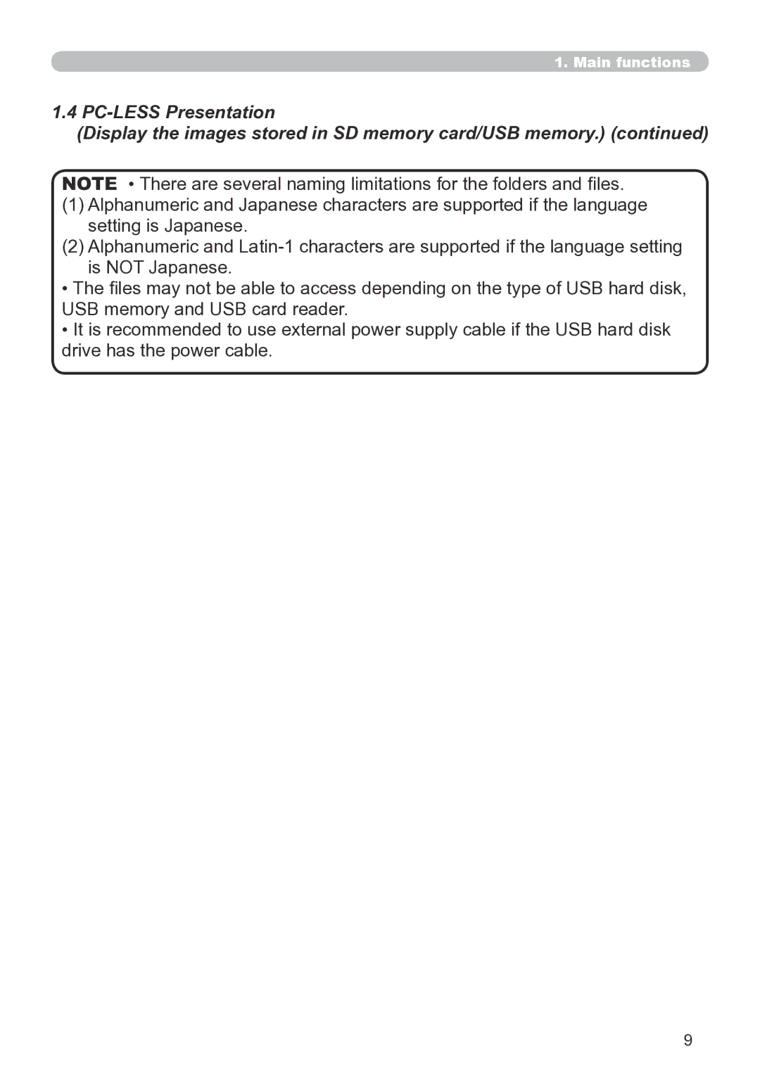 Hitachi CP-X267 user manual Main functions 