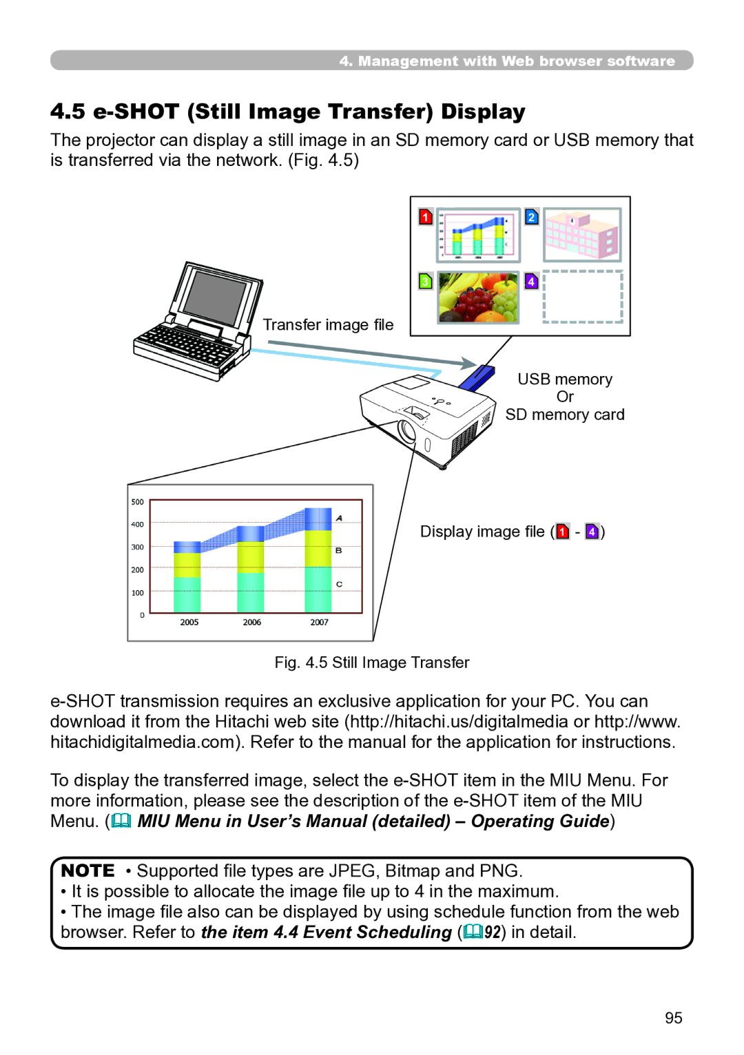 Hitachi CP-X267 user manual Shot Still Image Transfer Display 