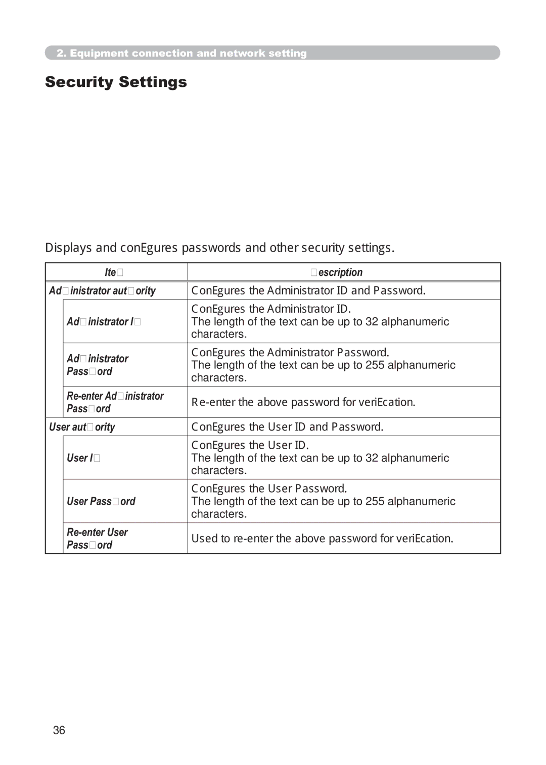 Hitachi CP-X268AWF user manual Security Settings 