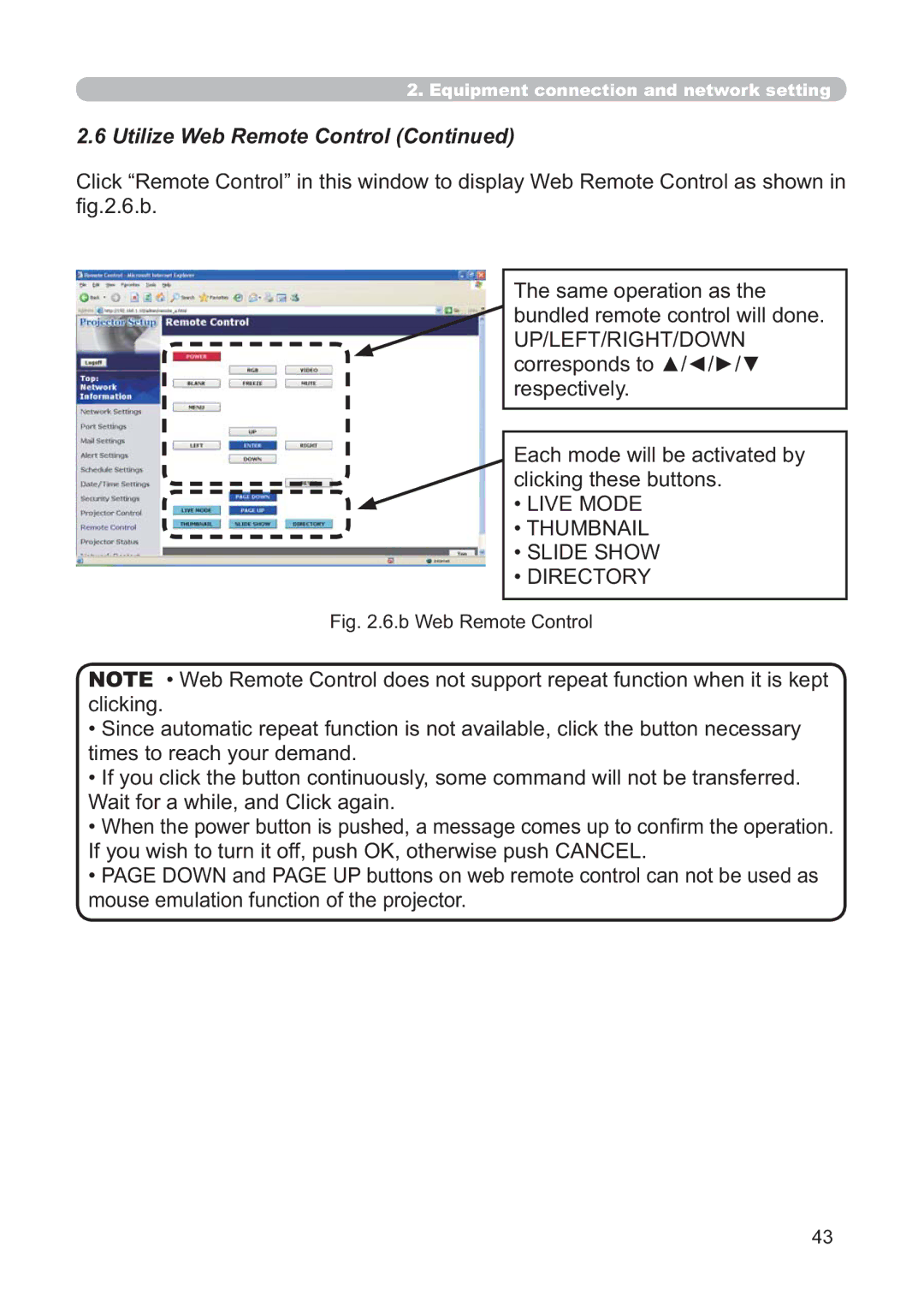 Hitachi CP-X268AWF user manual Up/Left/Right/Down, Live Mode Thumbnail Slide Show Directory 