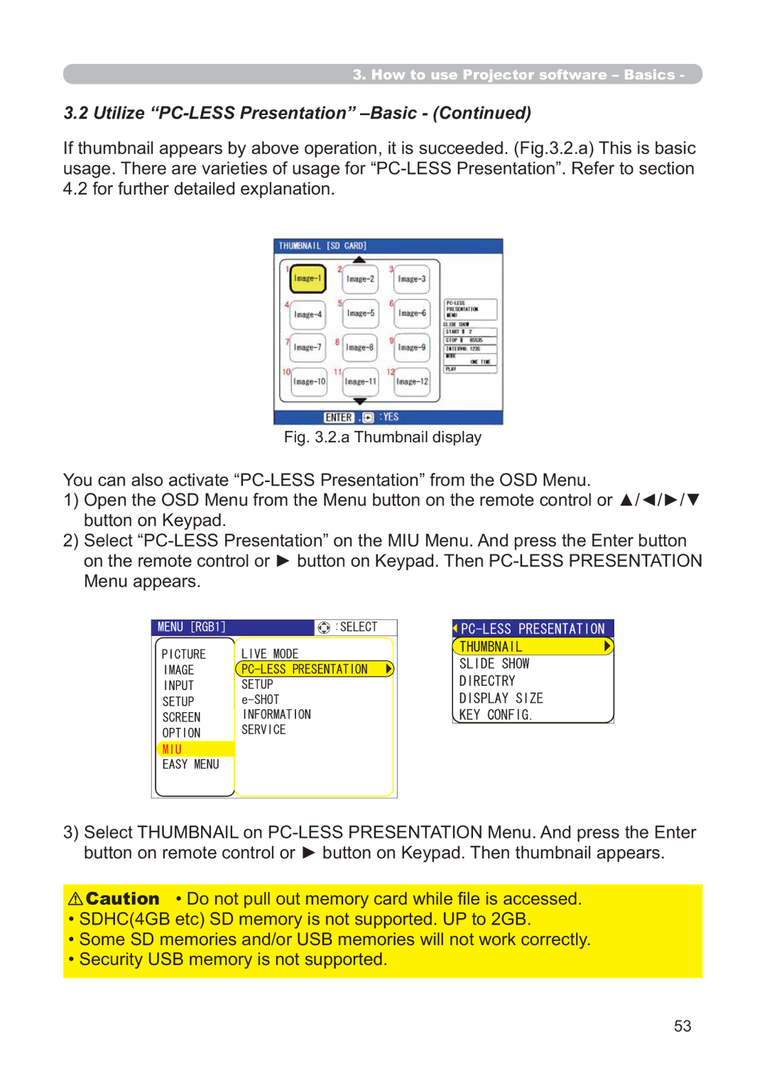 Hitachi CP-X268AWF user manual Utilize PC-LESS Presentation -Basic, Menu appears 