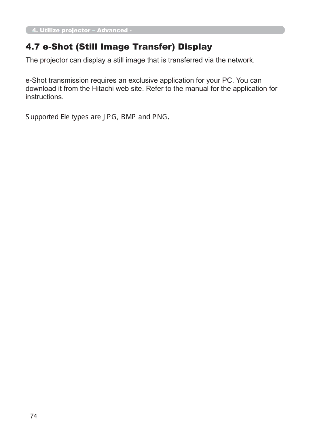 Hitachi CP-X268AWF user manual Shot Still Image Transfer Display 