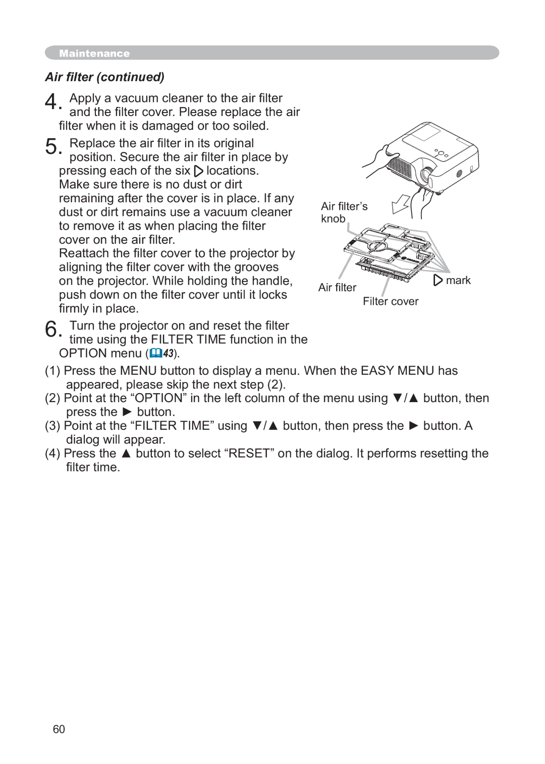 Hitachi CP-X268AWF user manual ¿Upo\LqSodfh, Option menu, ¿OwhuWlph, $Lu¿Owhu, Mark 