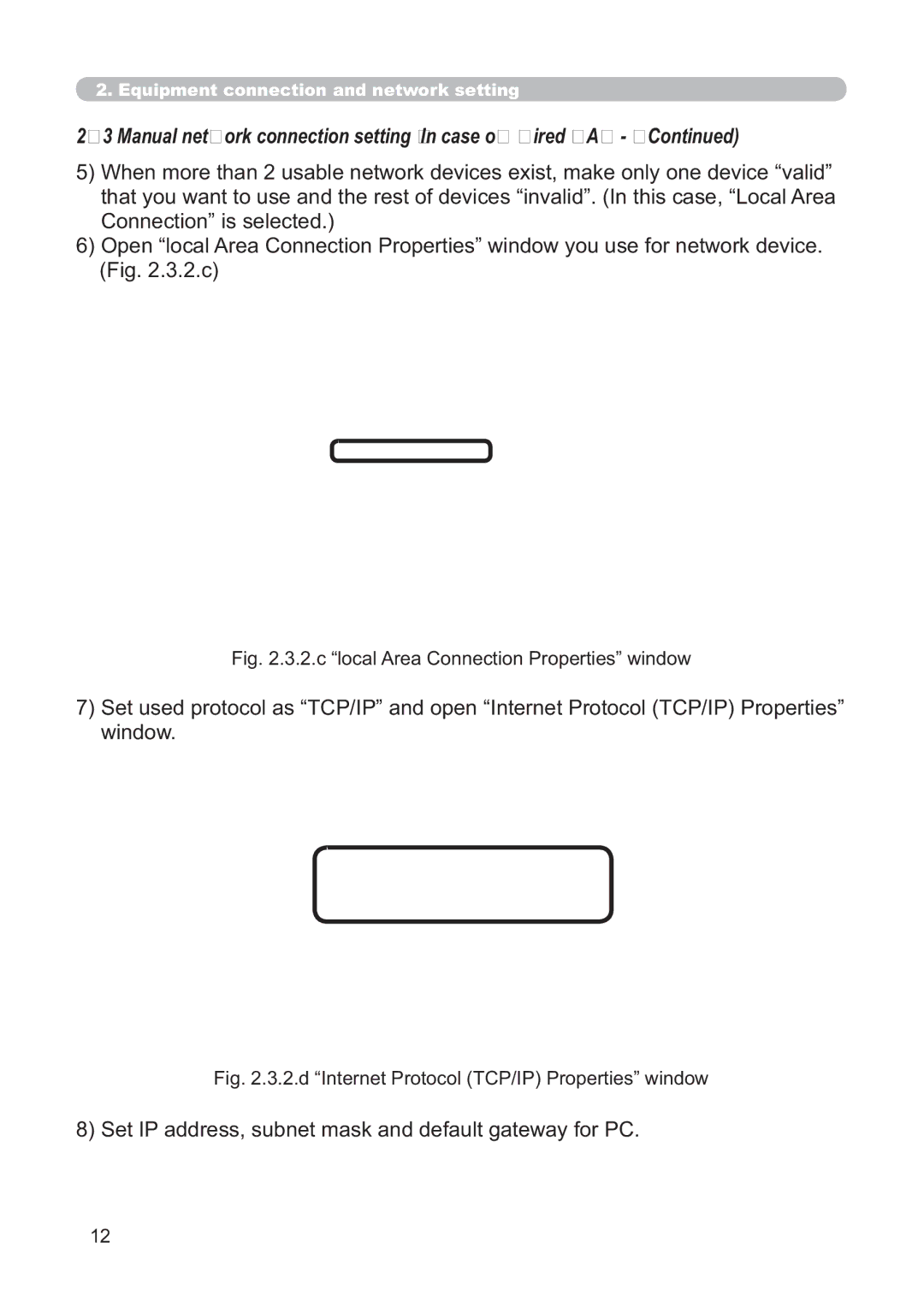 Hitachi CP-X268AWF user manual c local Area Connection Properties window, d Internet Protocol TCP/IP Properties window 