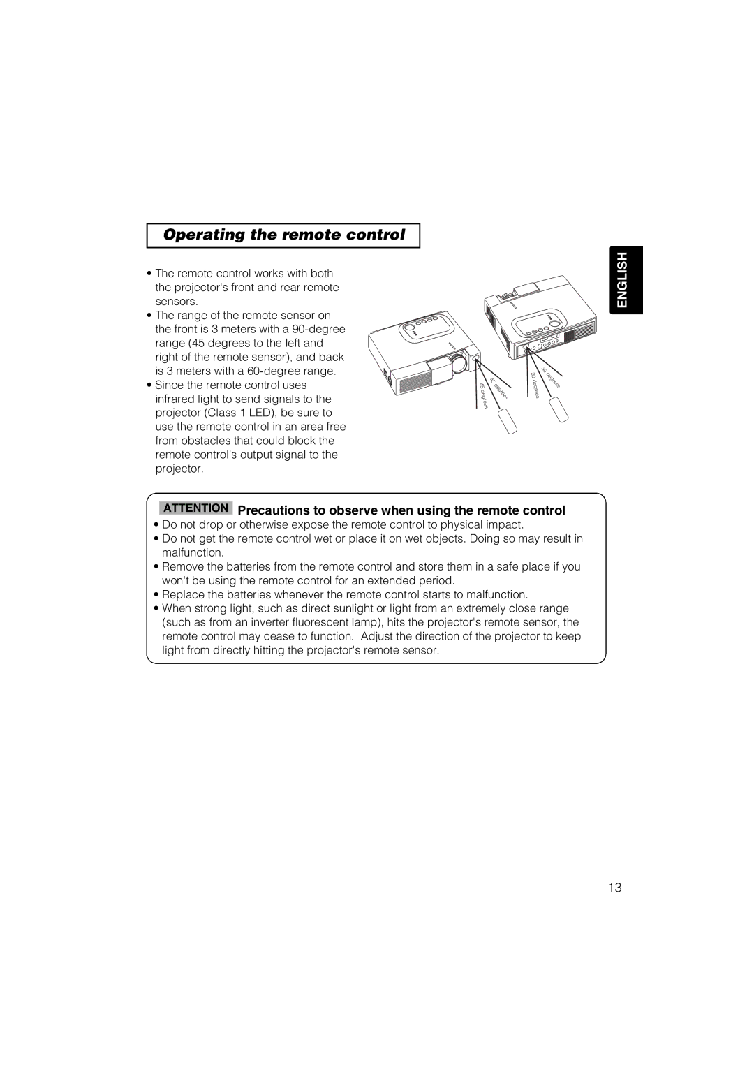 Hitachi CP-X275 user manual Operating the remote control 