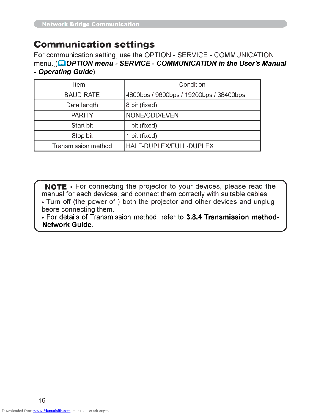 Hitachi CP-X3010N, CP-X2510N user manual Communication settings 